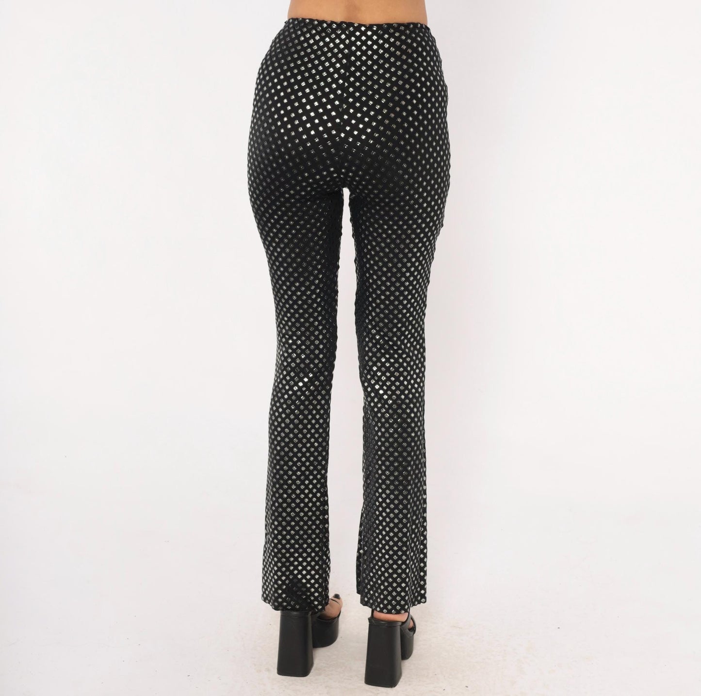 90s Je Taime Black Sequin Straight Leg Pants Low Rise Small