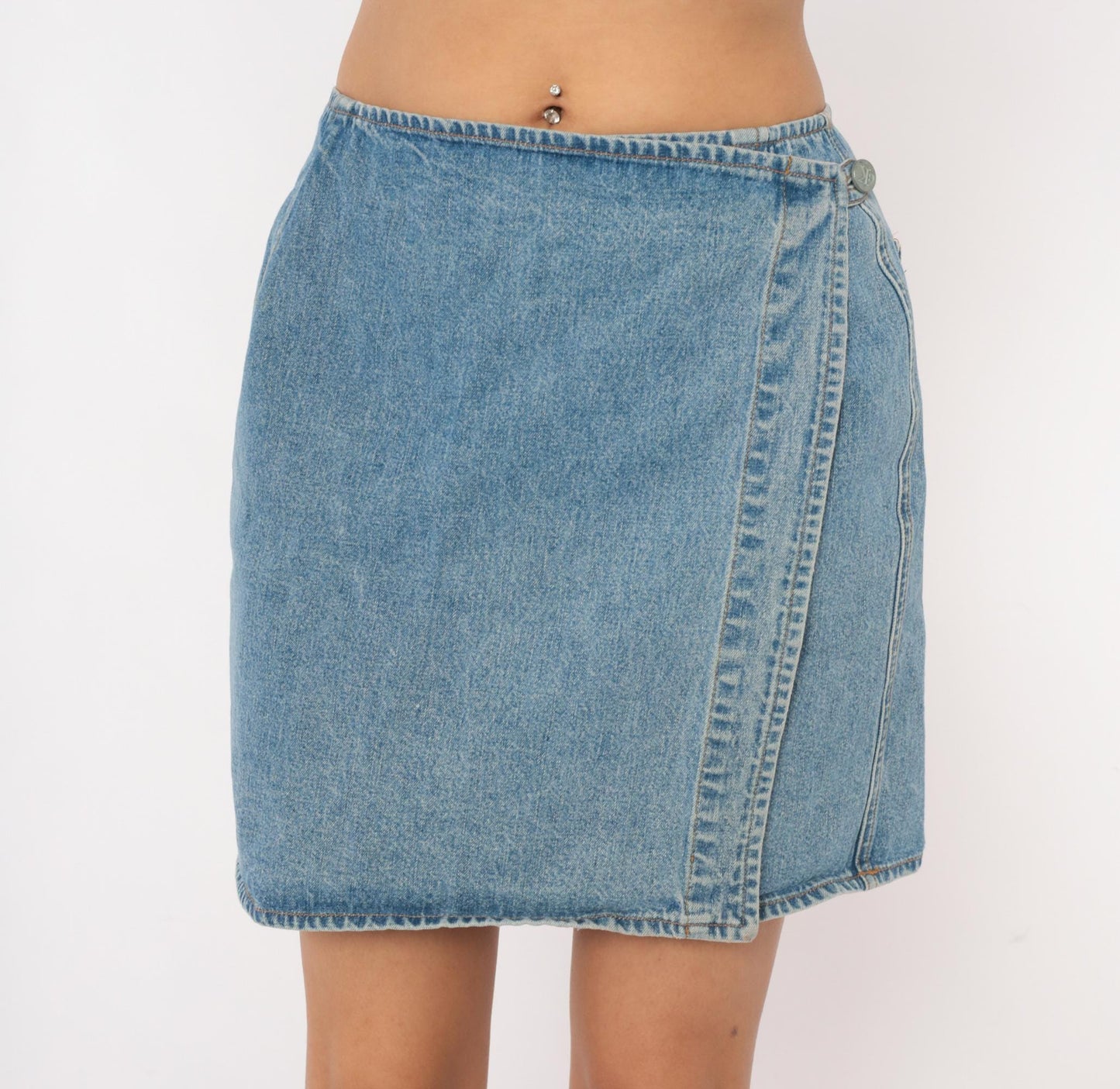 90s Calvin Klein Denim Mini Skirt Light Wash Blue A-Line Small S