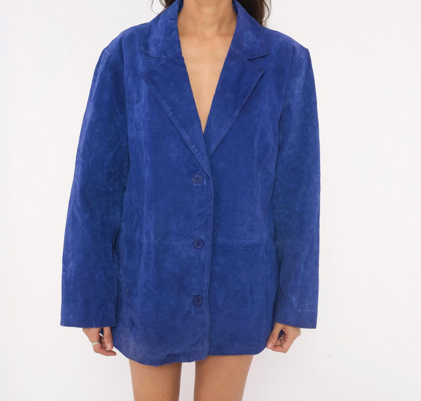 2000s Jessica London Cobalt Suede Blazer Three Button Jacket Plus Size XXL