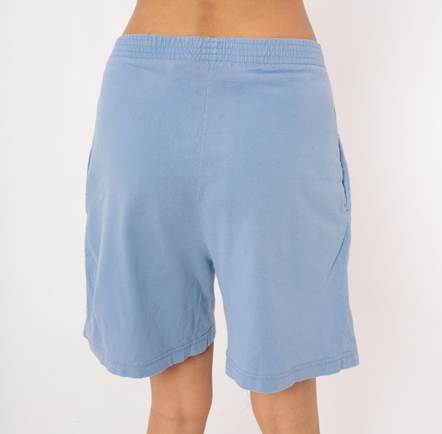 80s Lauren Brooke Pleated Bermuda Shorts Sky Blue Cotton Medium M