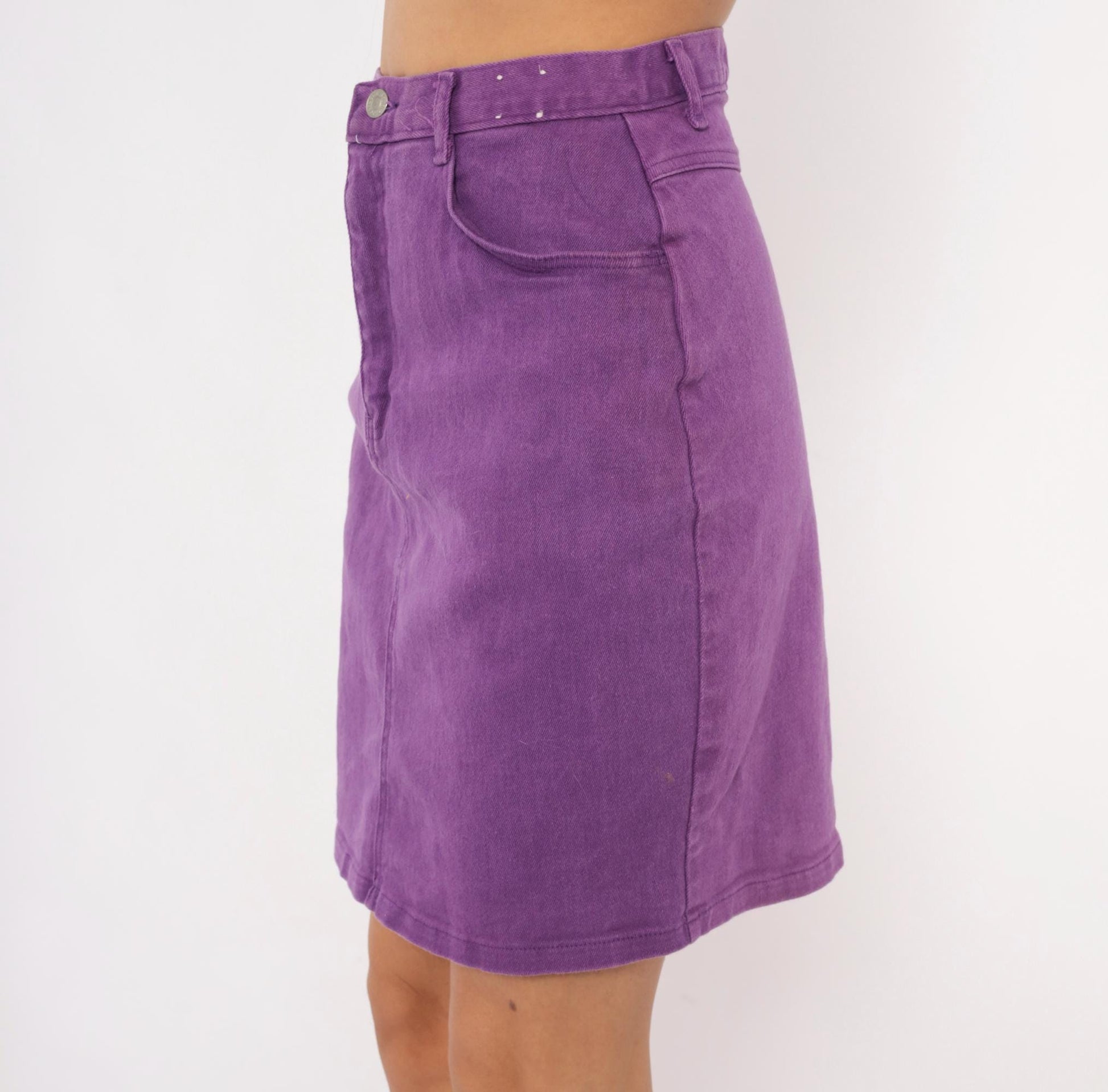 90s Jordache Purple Denim Knee Skirt High Waist Pencil Jean Small S