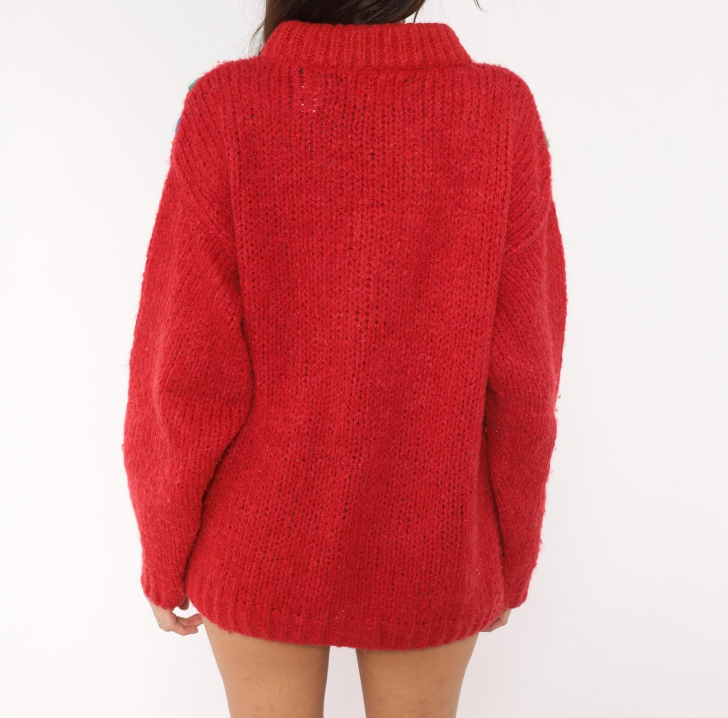 90s Willow Bay Southwestern Diamond Knit Pullover Red Green Blue Medium