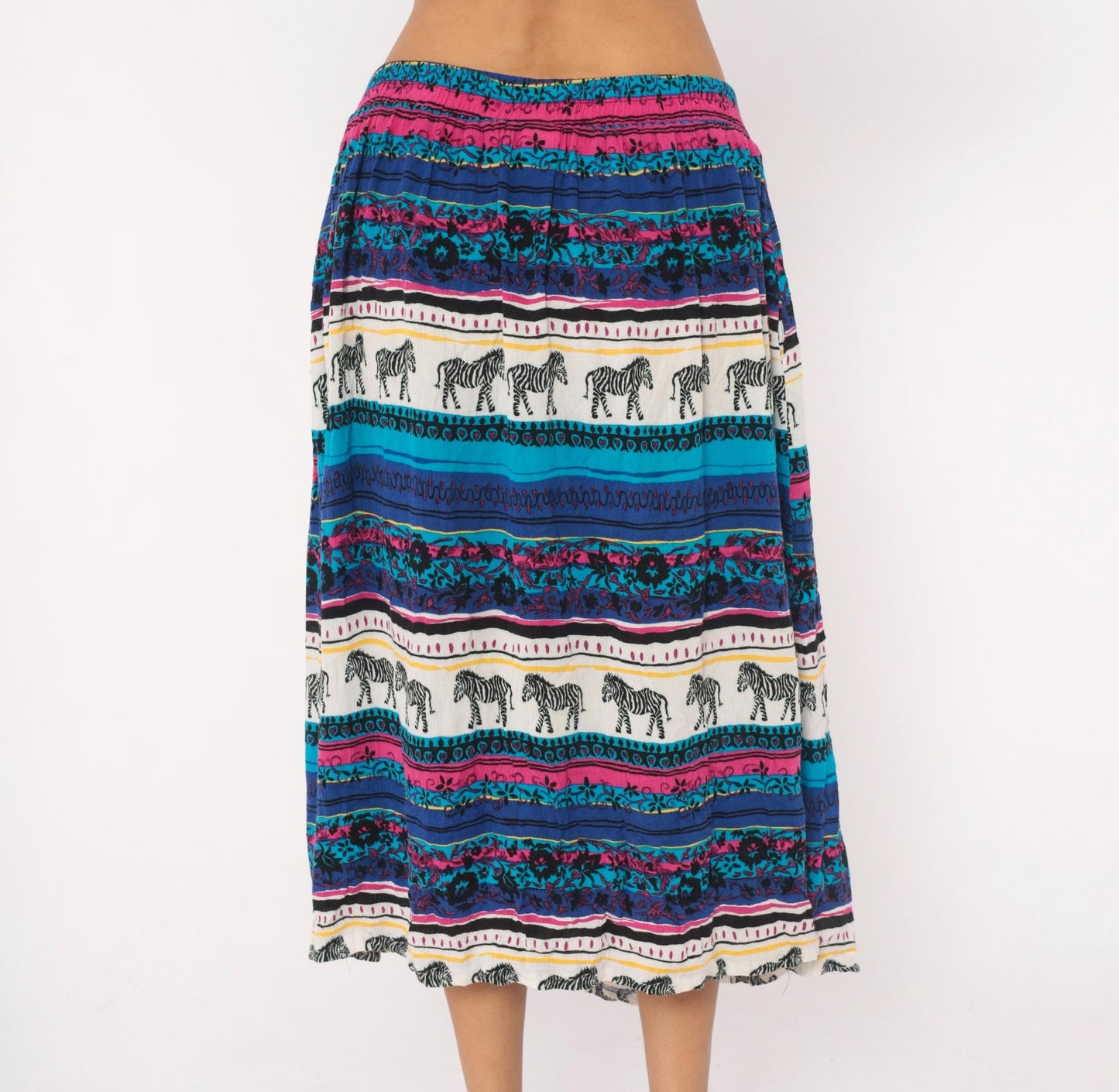 90s Sharon Anthony Zebra Print Midi Skirt Plus Size XXL Teal Magenta