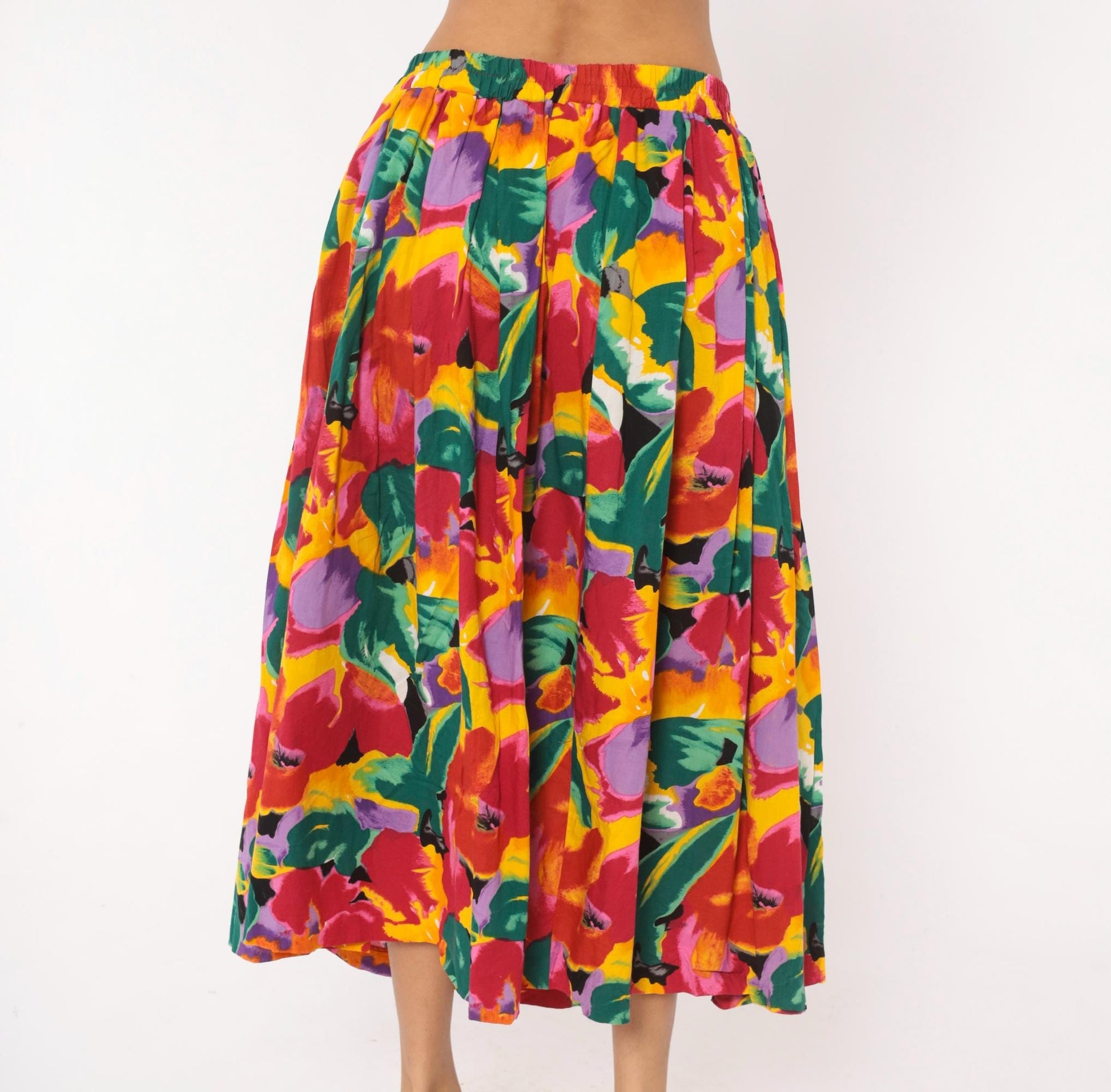 90s Success Dress Watercolor Floral Midi Skirt Multicolor Black Medium