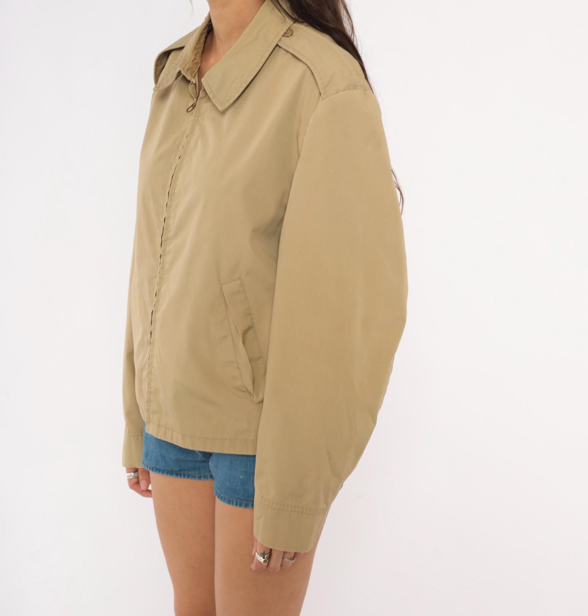 60s Ceiling Zero Blauer Harrington Jacket Tan Windbreaker Epaulette Extra Large