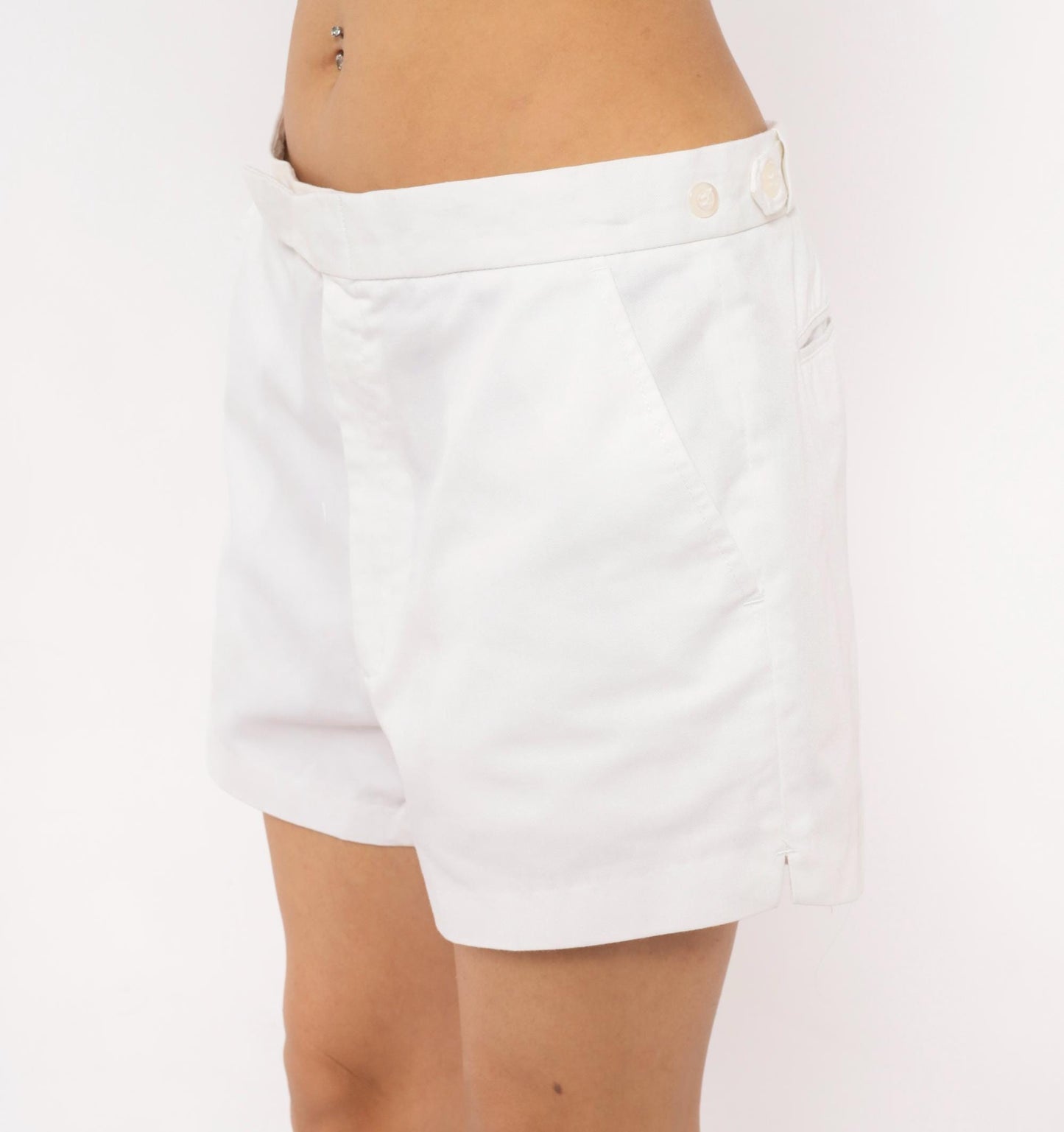 80s Herman's White Tennis Shorts Low Rise Cotton Blend Medium