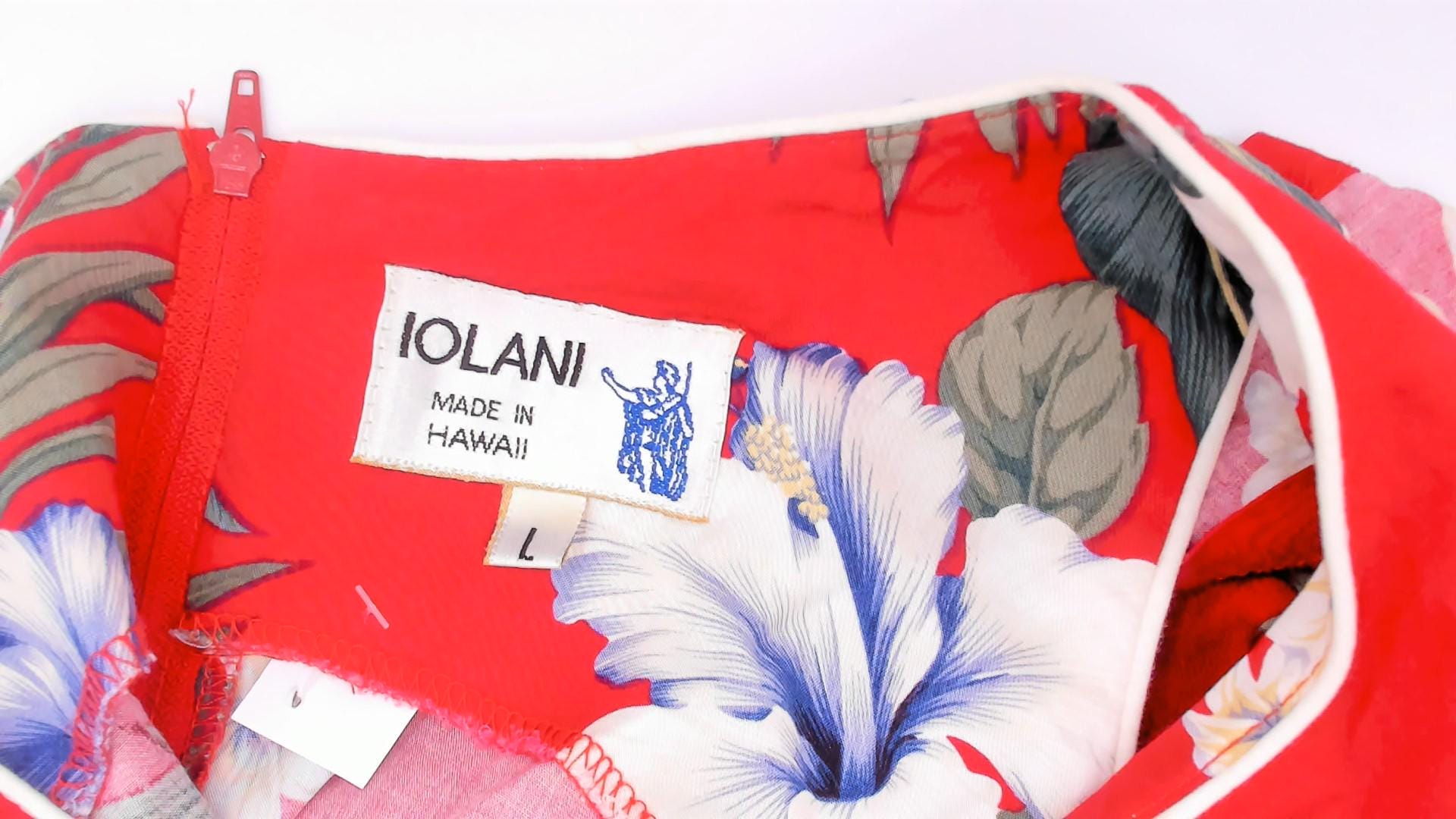 90s Iolani Hawaiian Maxi Dress Red Tropical Floral Sleeveless Large L
