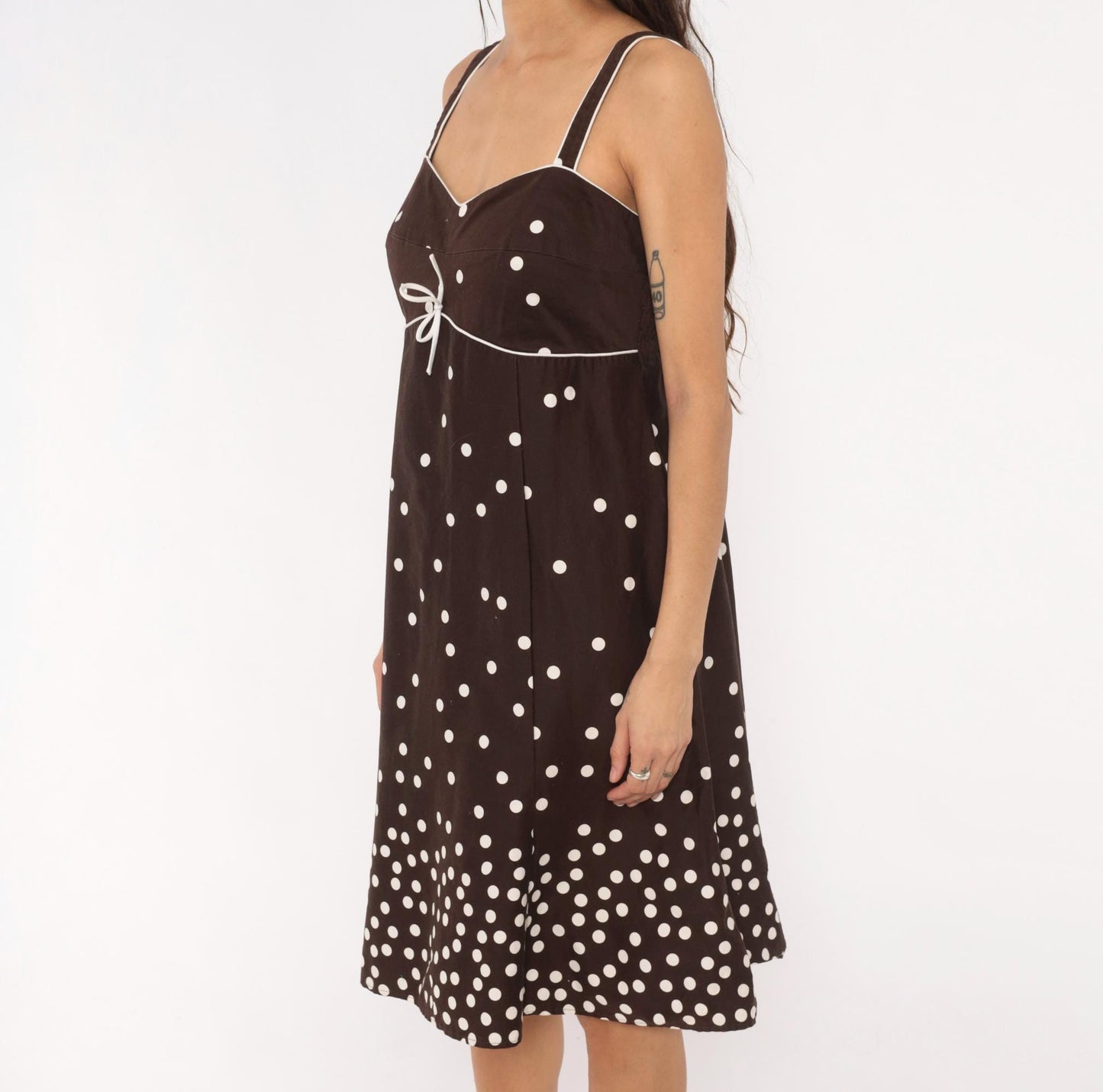 2000s R & K Originals Polka Dot Sundress Brown White Sweetheart Neckline Extra Large XL