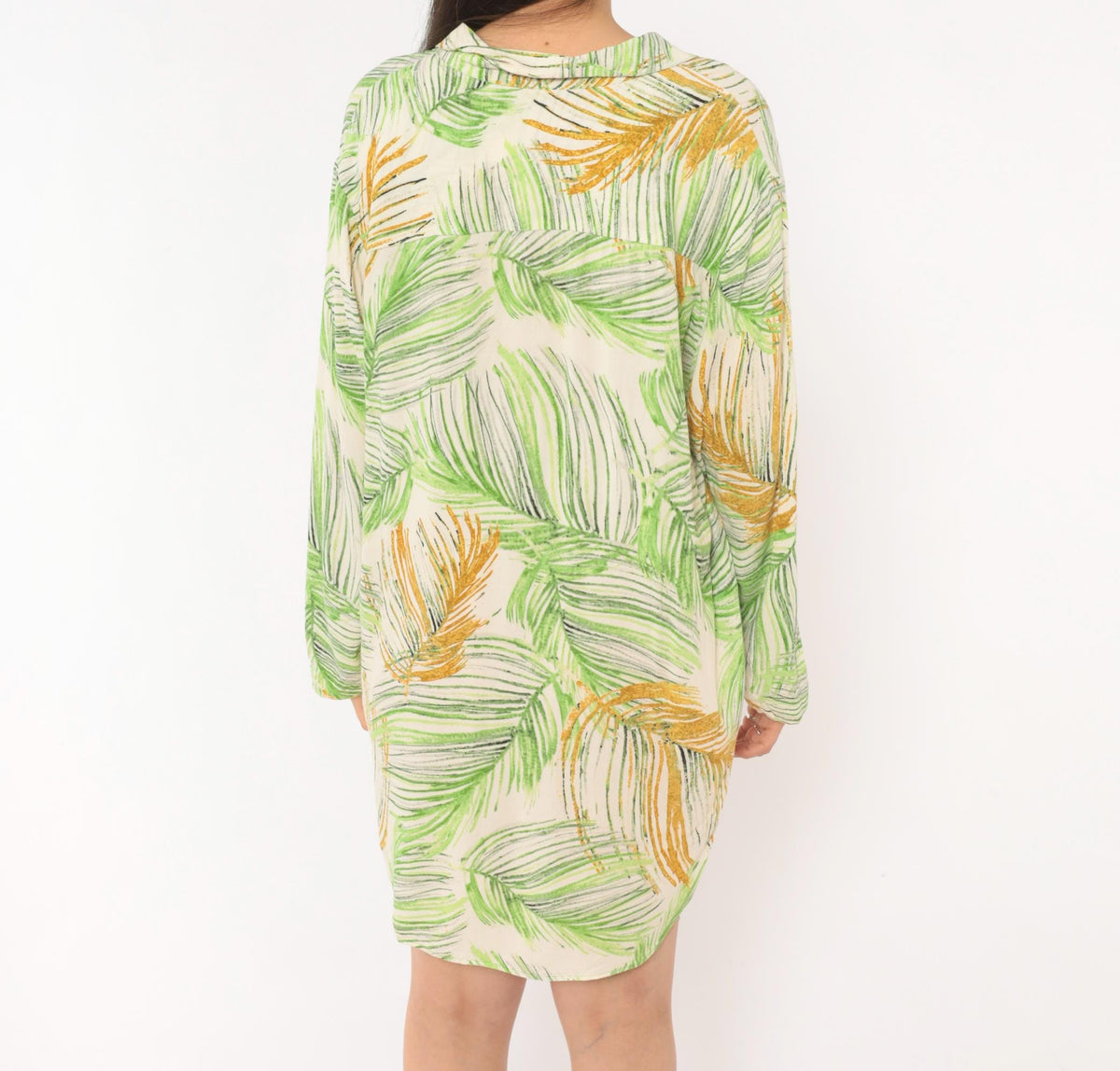 2000s Jams World Palm Leaf Hawaiian Shirt Green Rayon Camp Collar Extra Large XL