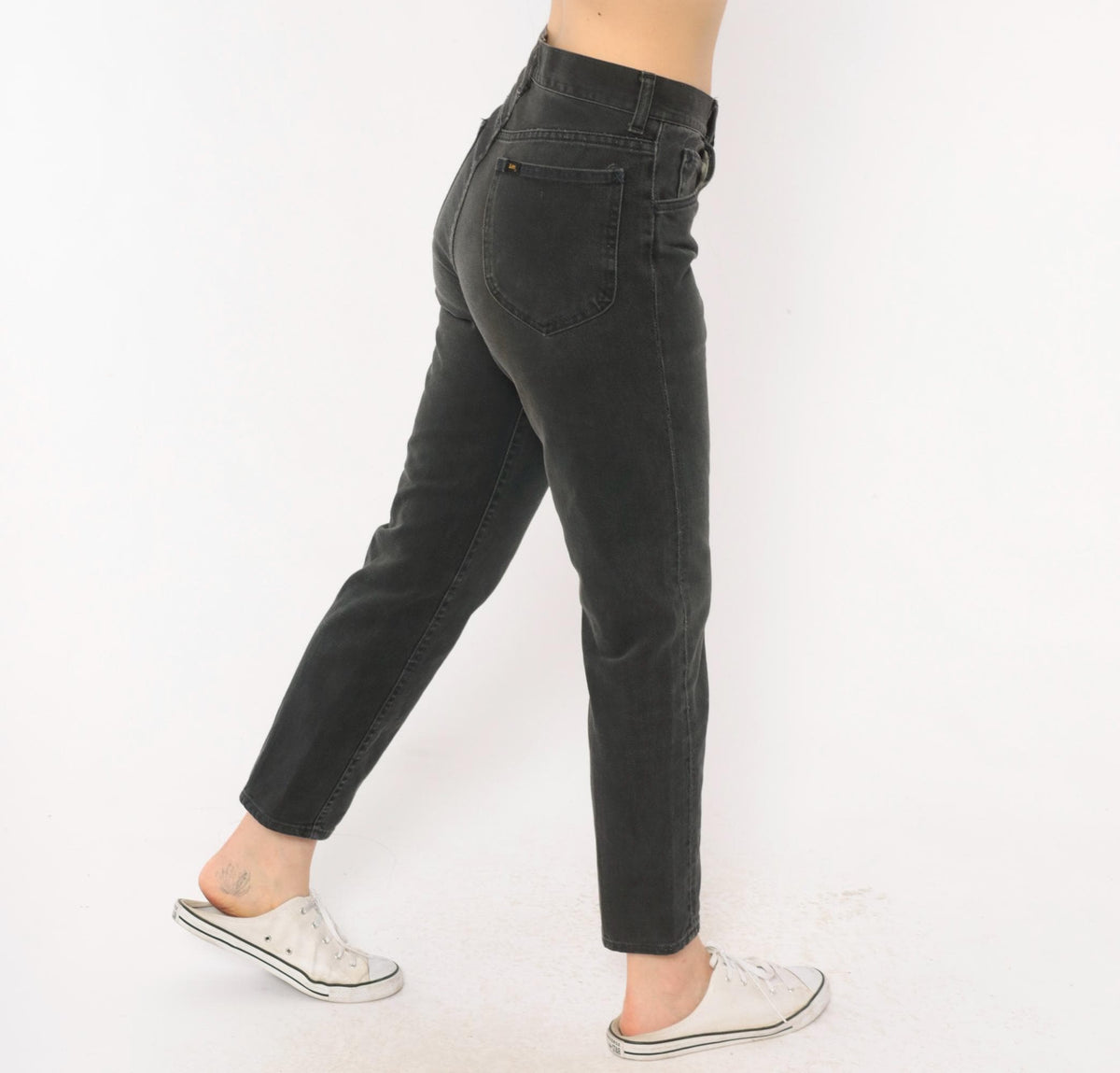 80s Lee High Waisted Straight Leg Jeans Black Denim Small S