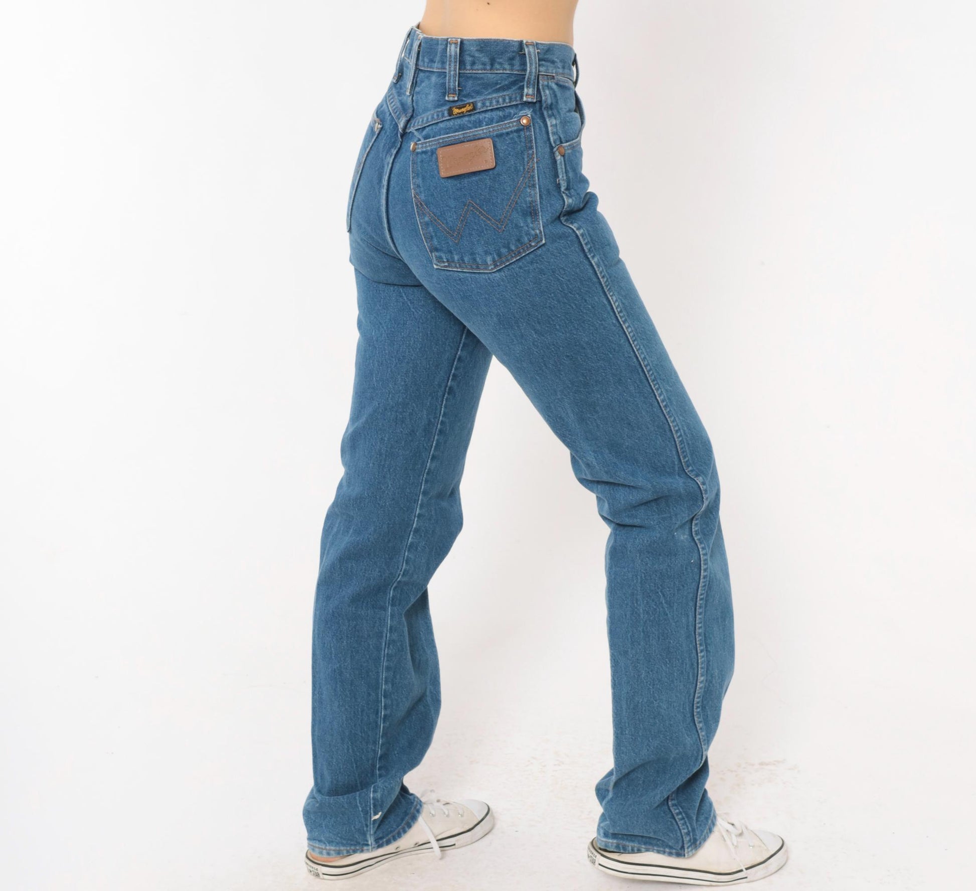 90s Wrangler High Waisted Straight Leg Jeans Medium Wash Blue Denim Extra Small XS