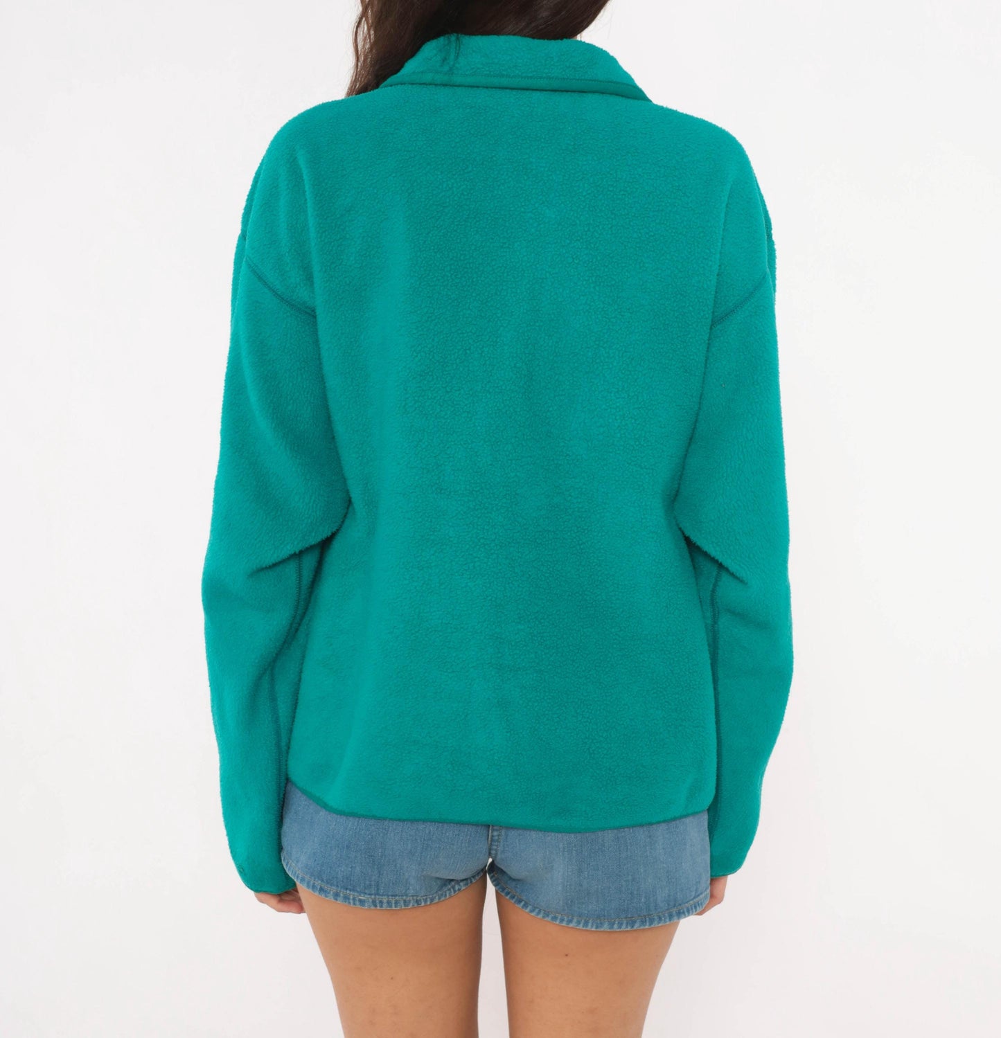 90s Patagonia Teal Fleece Full Zip Jacket Pink Trim Large L
