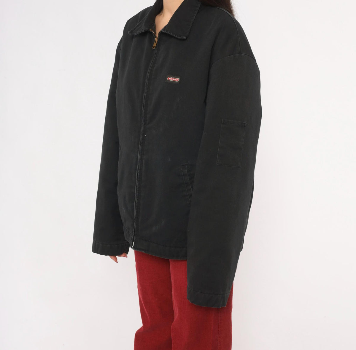 2000s Dickies Black Zip Work Jacket Canvas Utility Eisenhower Medium M