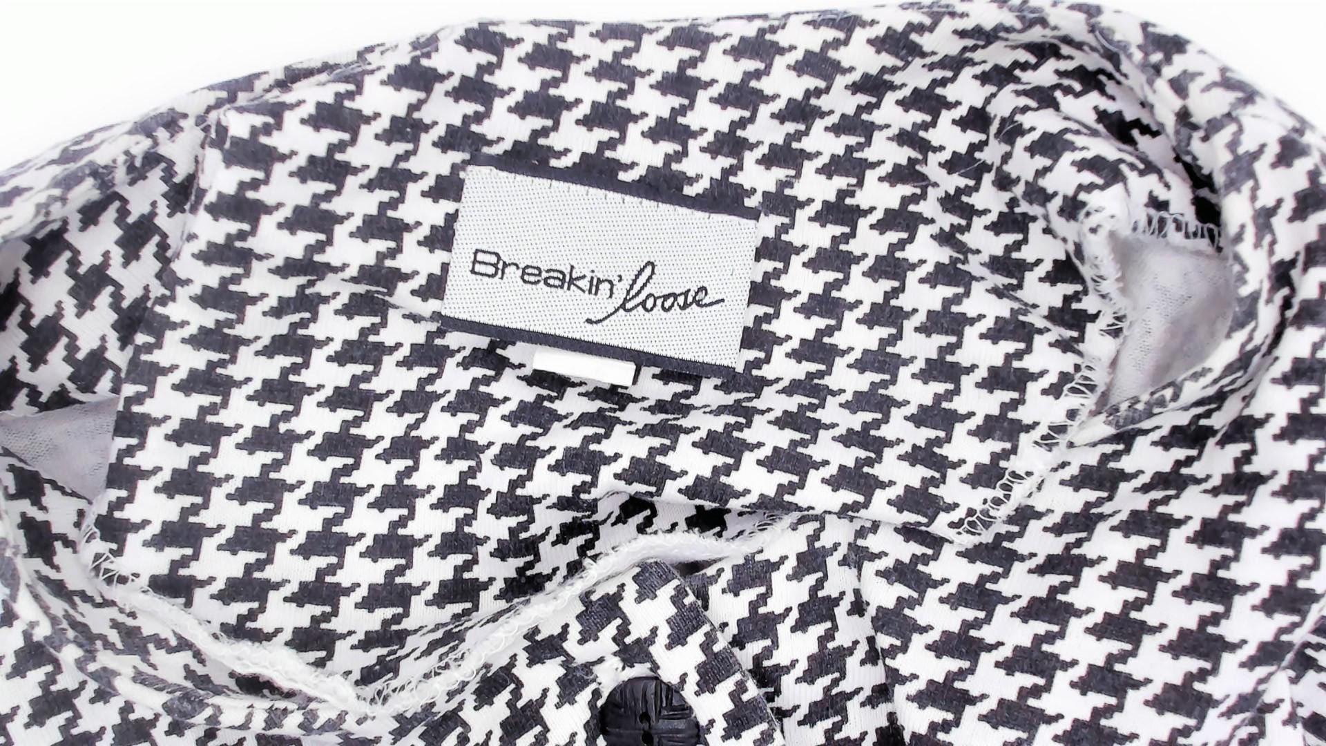 90s Breakin' Loose Houndstooth Peplum Dress Black White Check Small
