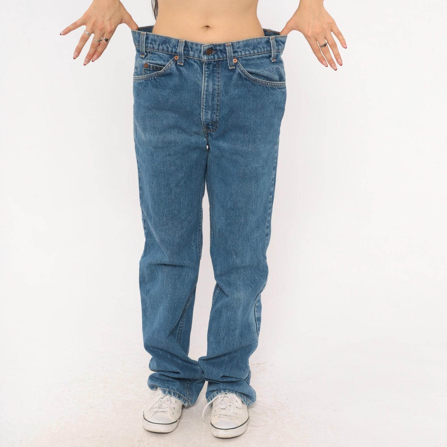 90s Levi's 517 Bootcut Jeans High Rise Medium Blue Denim Large 34