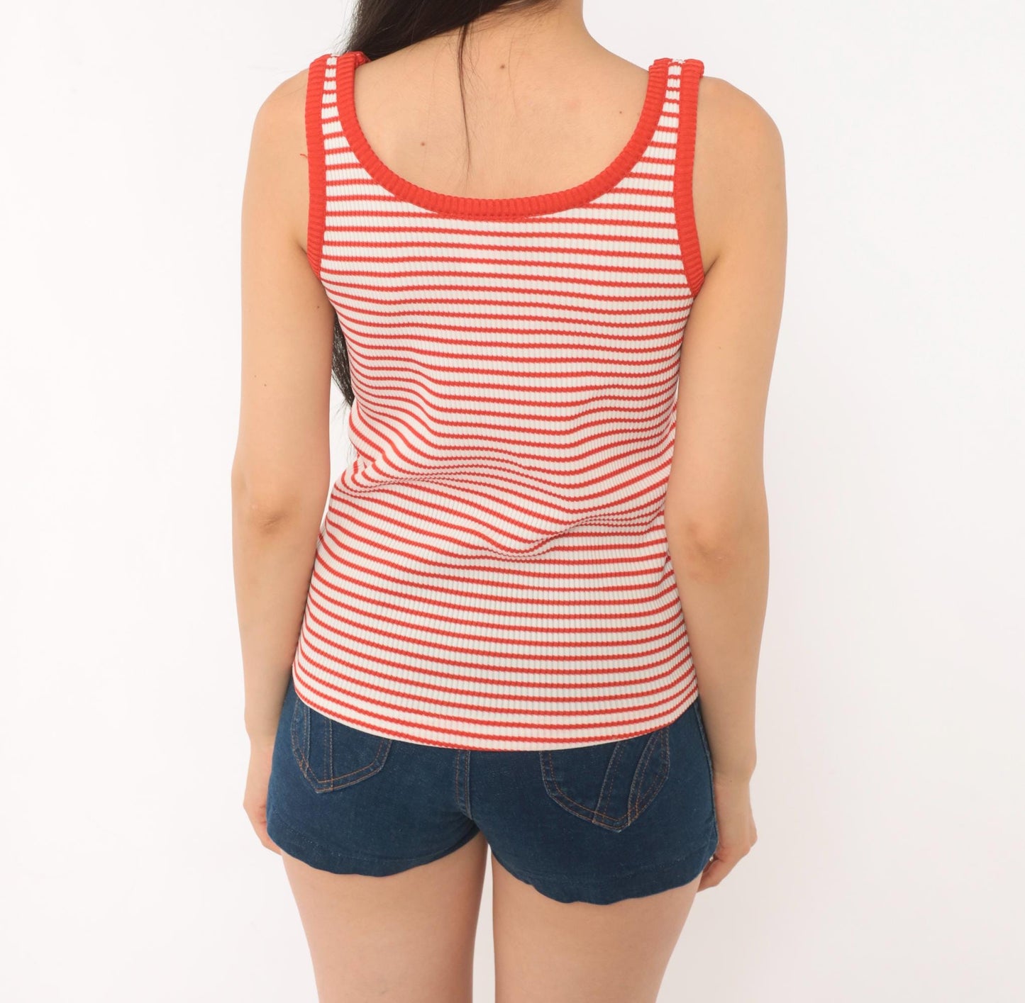 70s Exclusive Designs by Donnkenny Striped Tank Top Red White Scoop Neck Small