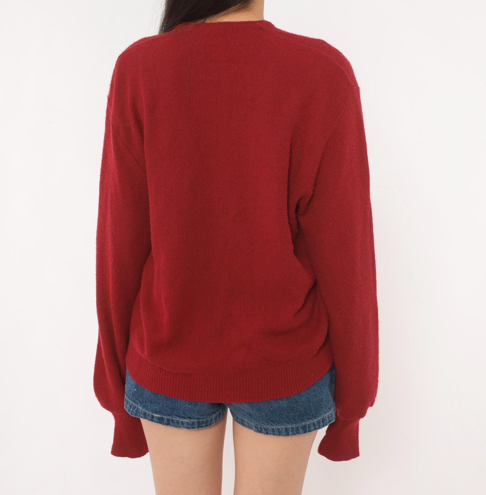 80s Arnold Palmer Burgundy Cardigan V-Neck Button Front Knit Medium