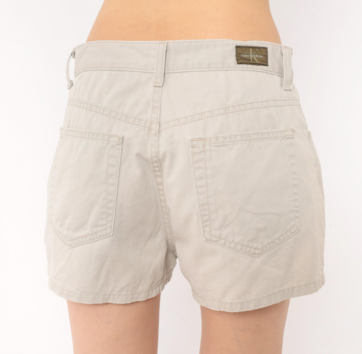 90s Calvin Klein High-Waisted Khaki Shorts Cotton Tan Medium M