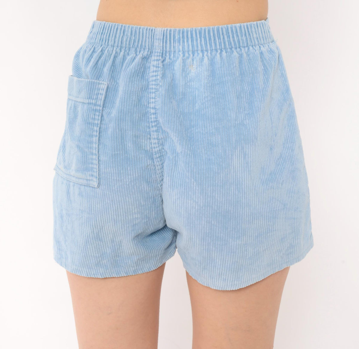 80s Ocean Pacific Corduroy Shorts Sky Blue High Waist Cotton Medium