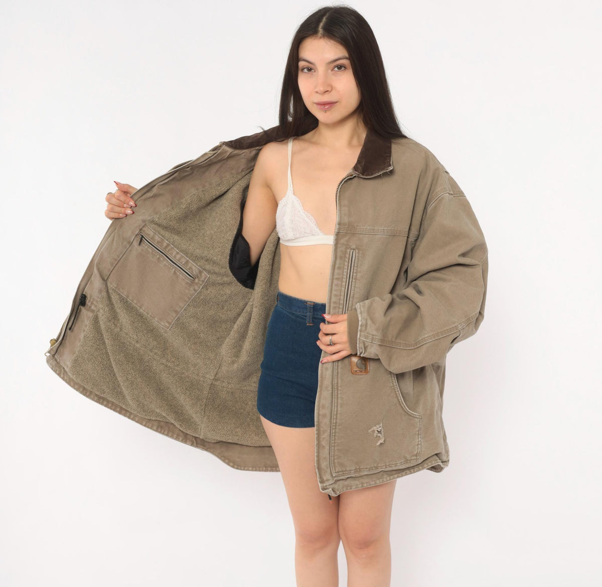 2000s Carhartt Duck Canvas Chore Coat Tan Brown Lined XXL