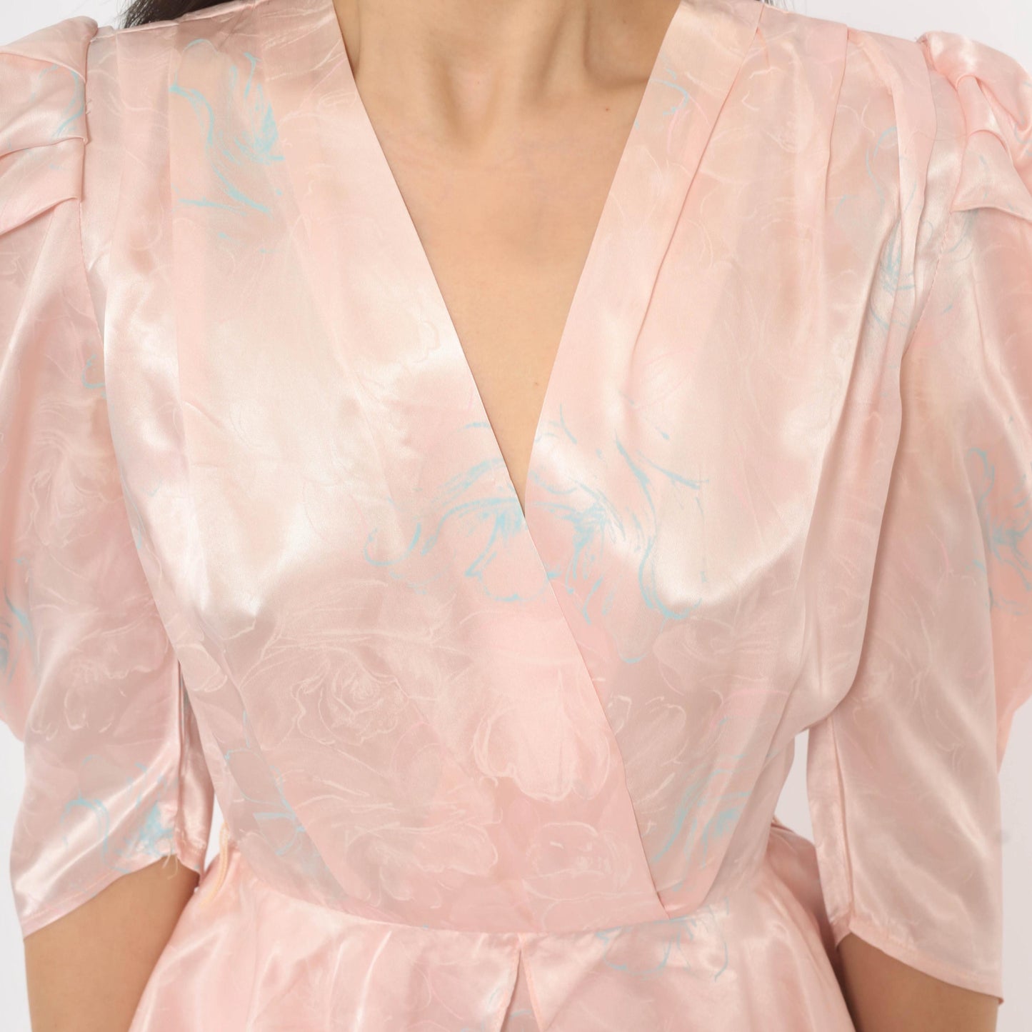 80s Zum Zum Puff Sleeve Maxi Gown Blush Pink Jacquard Floral Extra Small XS