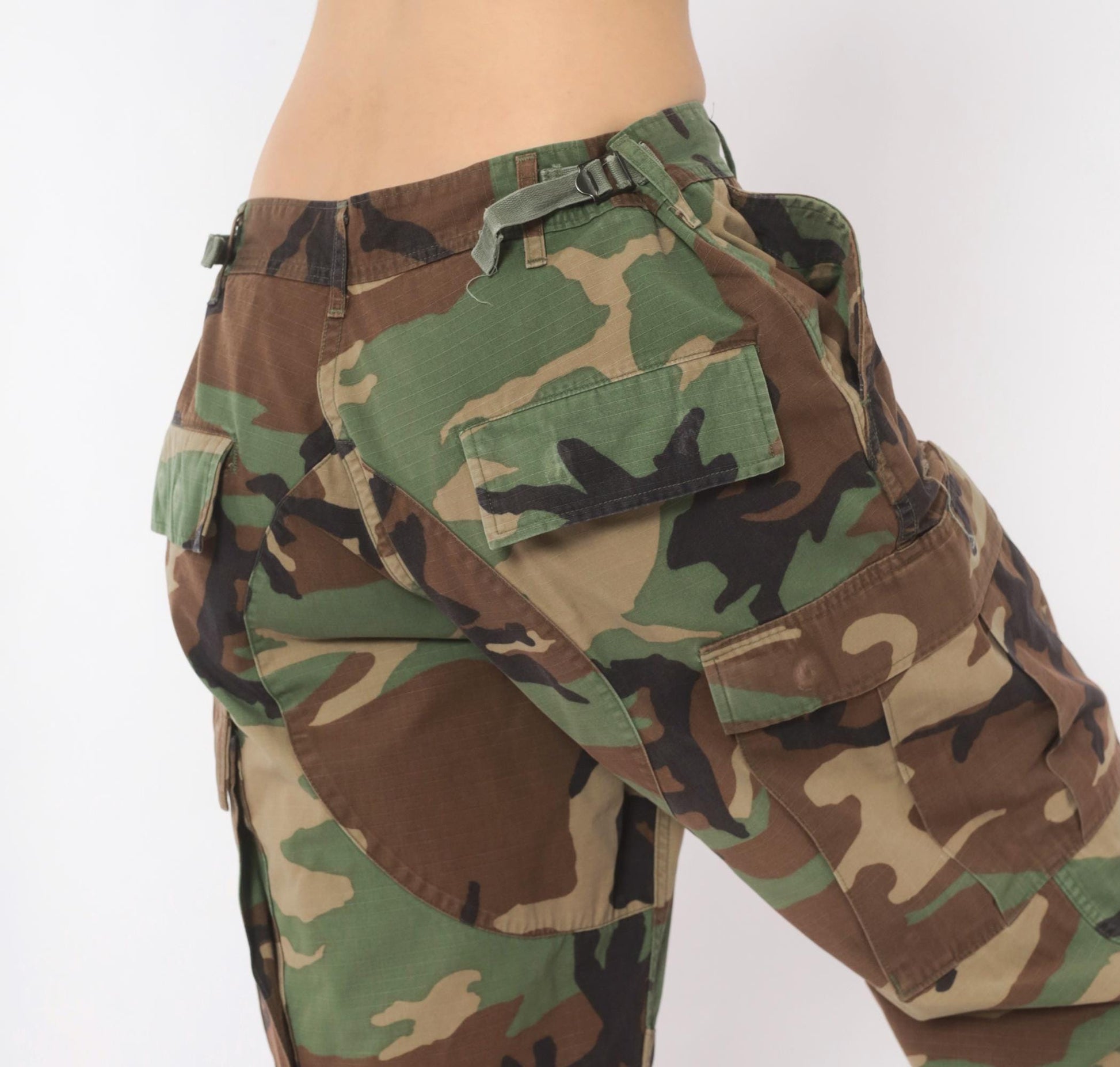 90s American Apparel Woodland Camo Cargo Pants Tapered Olive Medium M