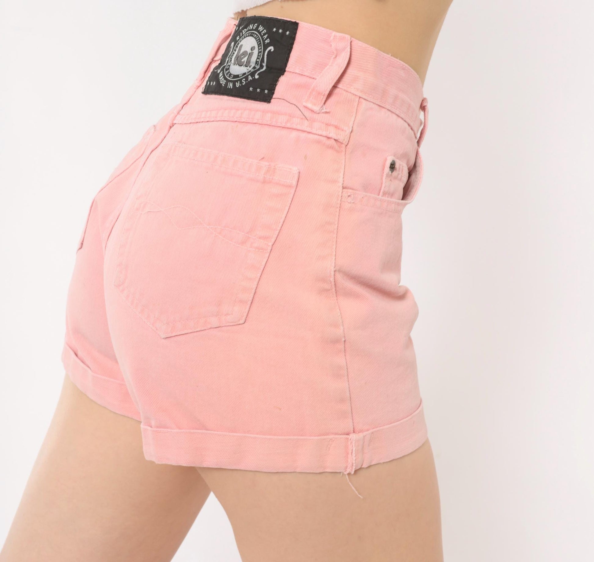 90s Lei Pink Denim Shorts High-Waisted Cuffed Cotton Jean Cut-Offs Small S