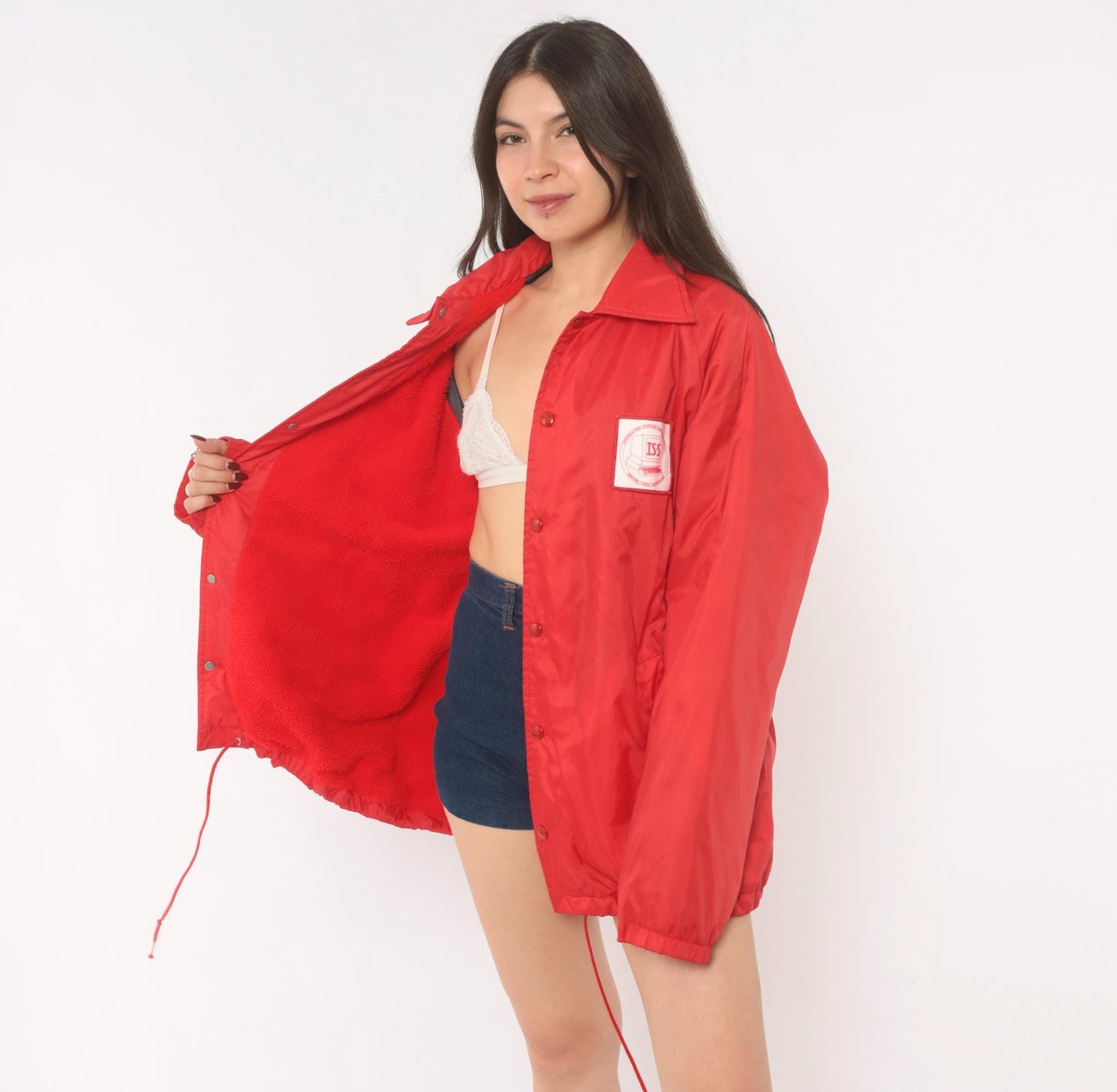 80s Sportsmaster Red Coach Jacket Snap Front Windbreaker Medium M