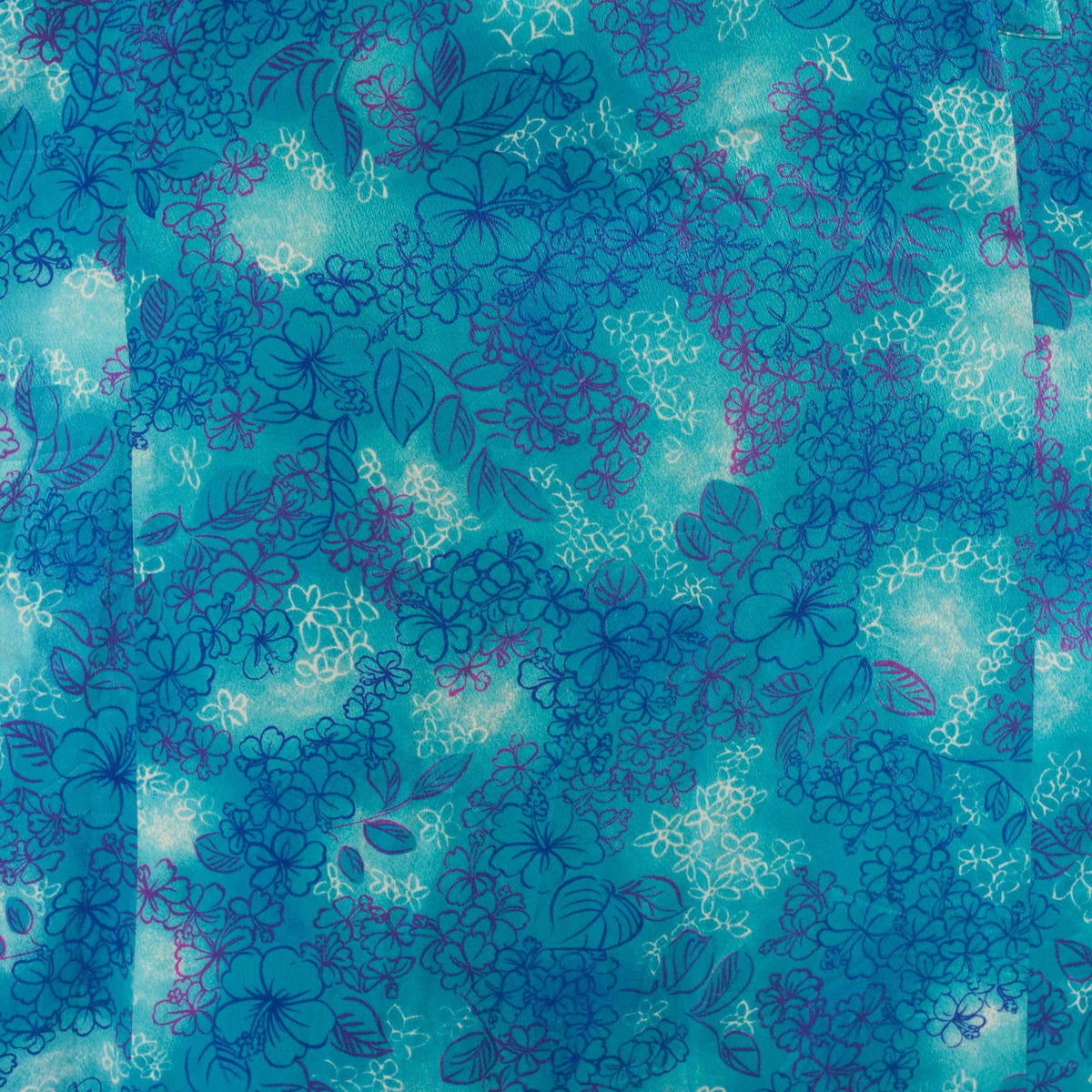 70s Psychedelic Floral Maxi Dress Blue Purple Teal Cotton Square Neck Medium