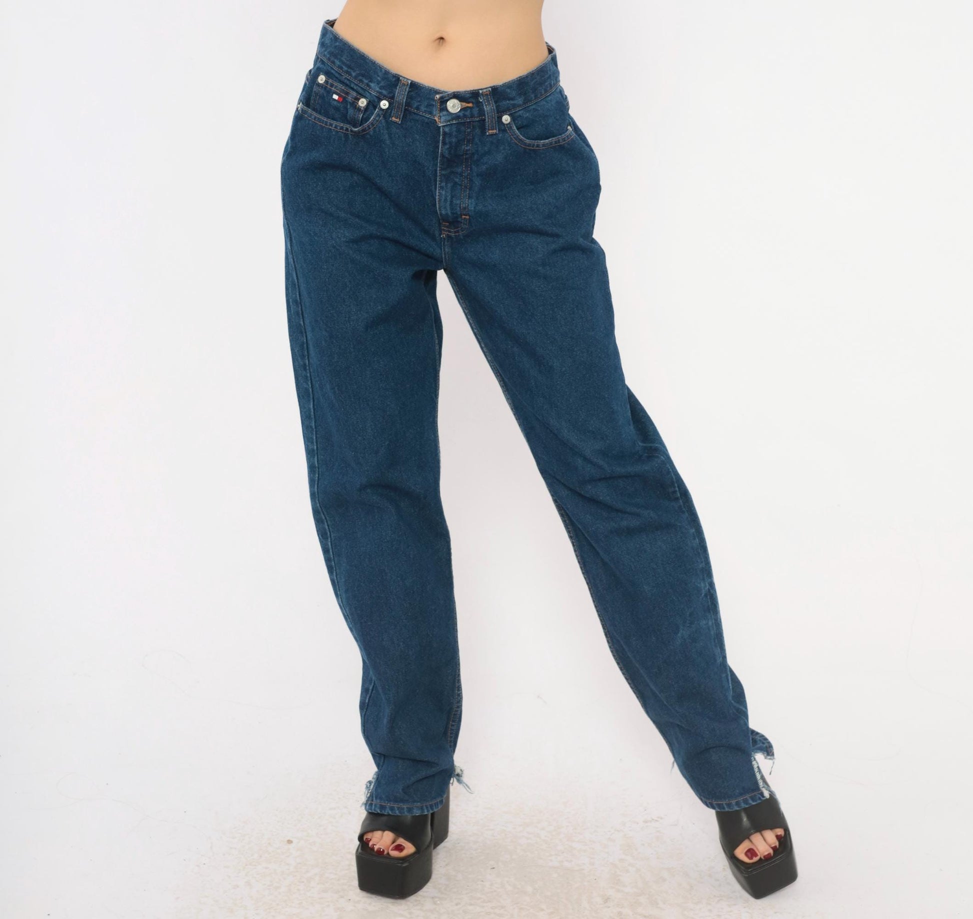 Tommy Hilfiger Dark Wash Straight Leg High Rise Mom Jeans Medium M