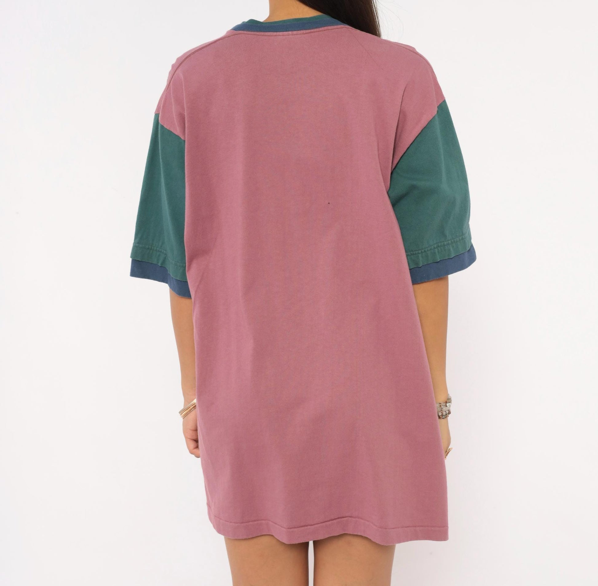 90s Mississippi Magnolia State Color Block Tee Mauve Teal Cotton Extra Large