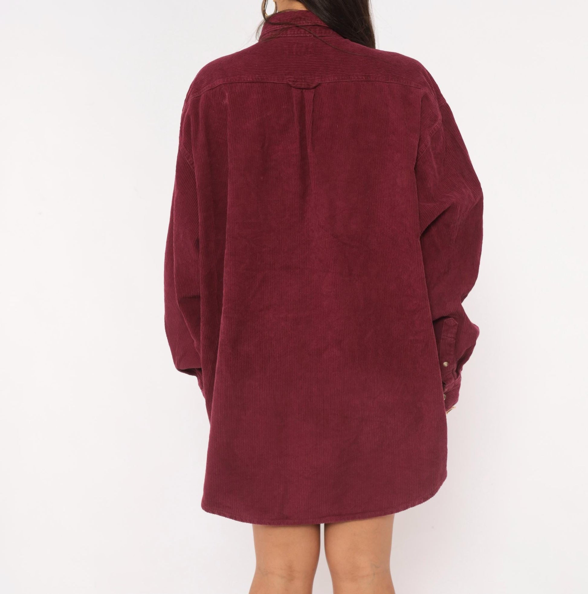 90s Fargo Clothing Burgundy Corduroy Button-Down Shirt Long Sleeve Large L