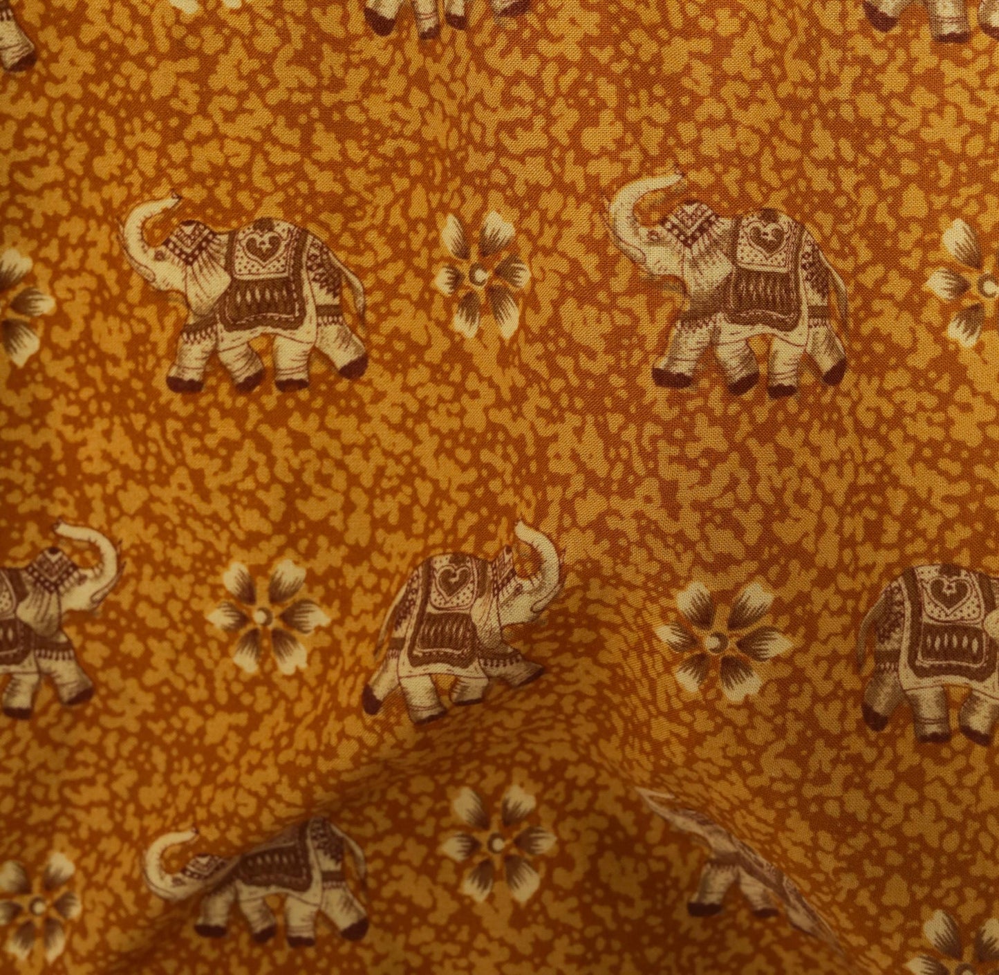 Y2K Dream Island Elephant Print Tank Top Mustard Gold Large L