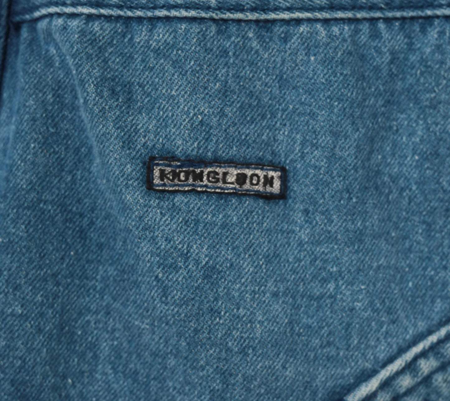 90s Kongloon Quilted Denim Bomber Sherpa Lined Jean Jacket Blue Large
