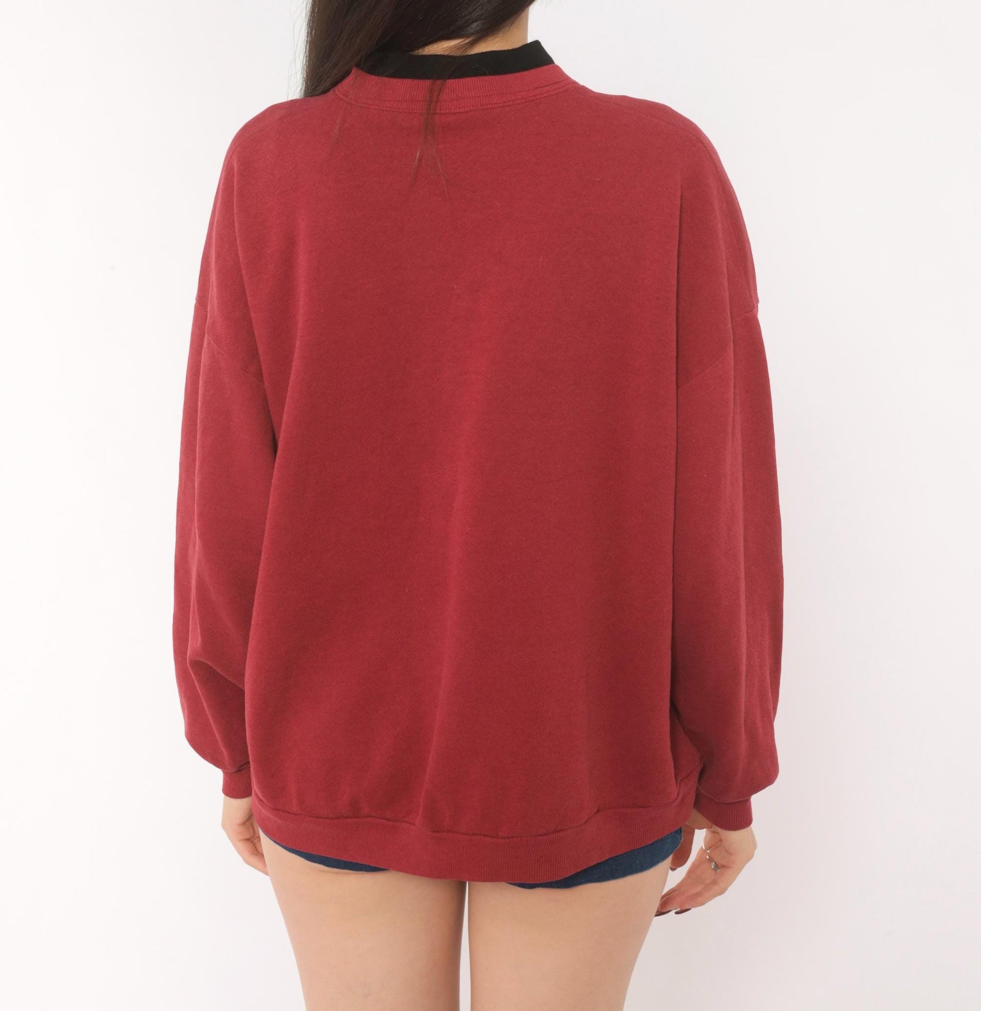 90s Morning Sun Burgundy Bird Birdhouse Crewneck Sweatshirt Cotton Large L