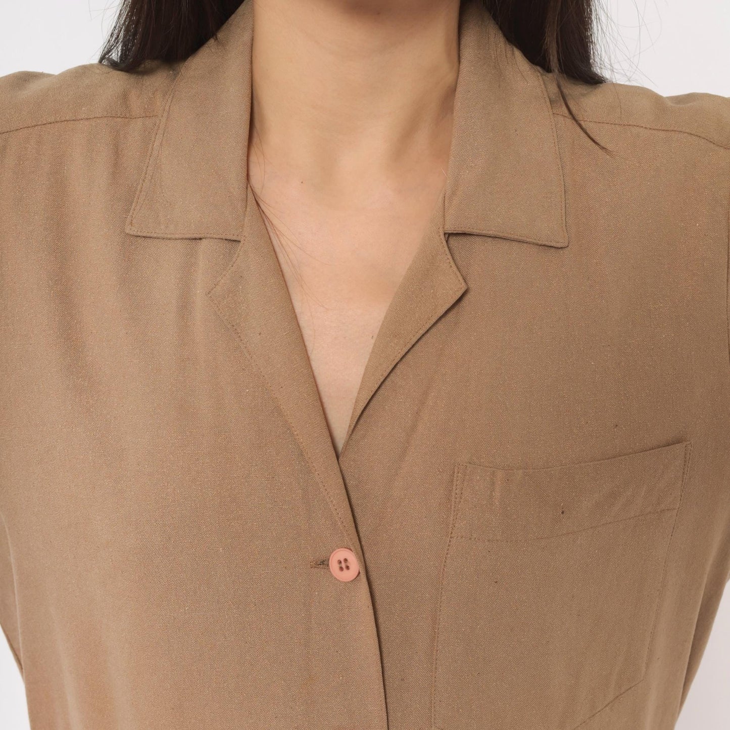 90s Liz Claiborne Silk Maxi Shirt Dress Tan Camp Collar Pleated Medium M