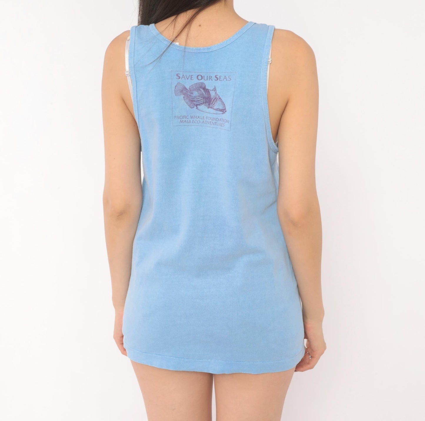 90s Fruit of the Loom Humuhumunukunukuapua'a Tank Top Light Blue Small