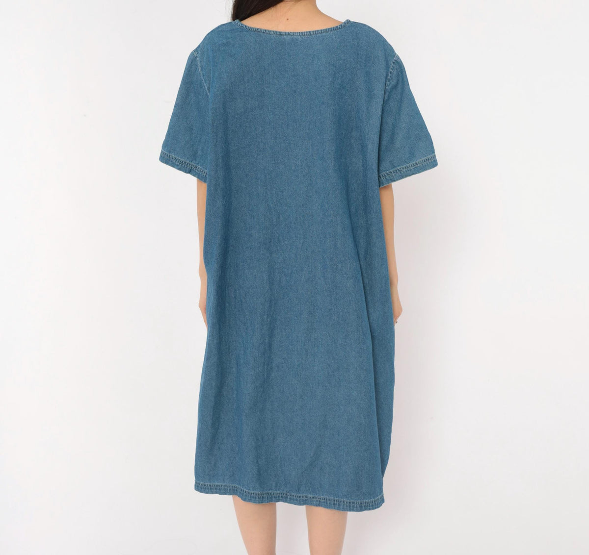 90s Blair Ladybug Embroidered Denim Shift Dress Blue Knee-Length Extra Large