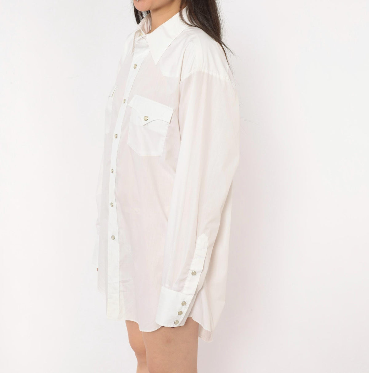 90s H Bar C Western Snap Shirt Pearl Button White Cotton Mens Large