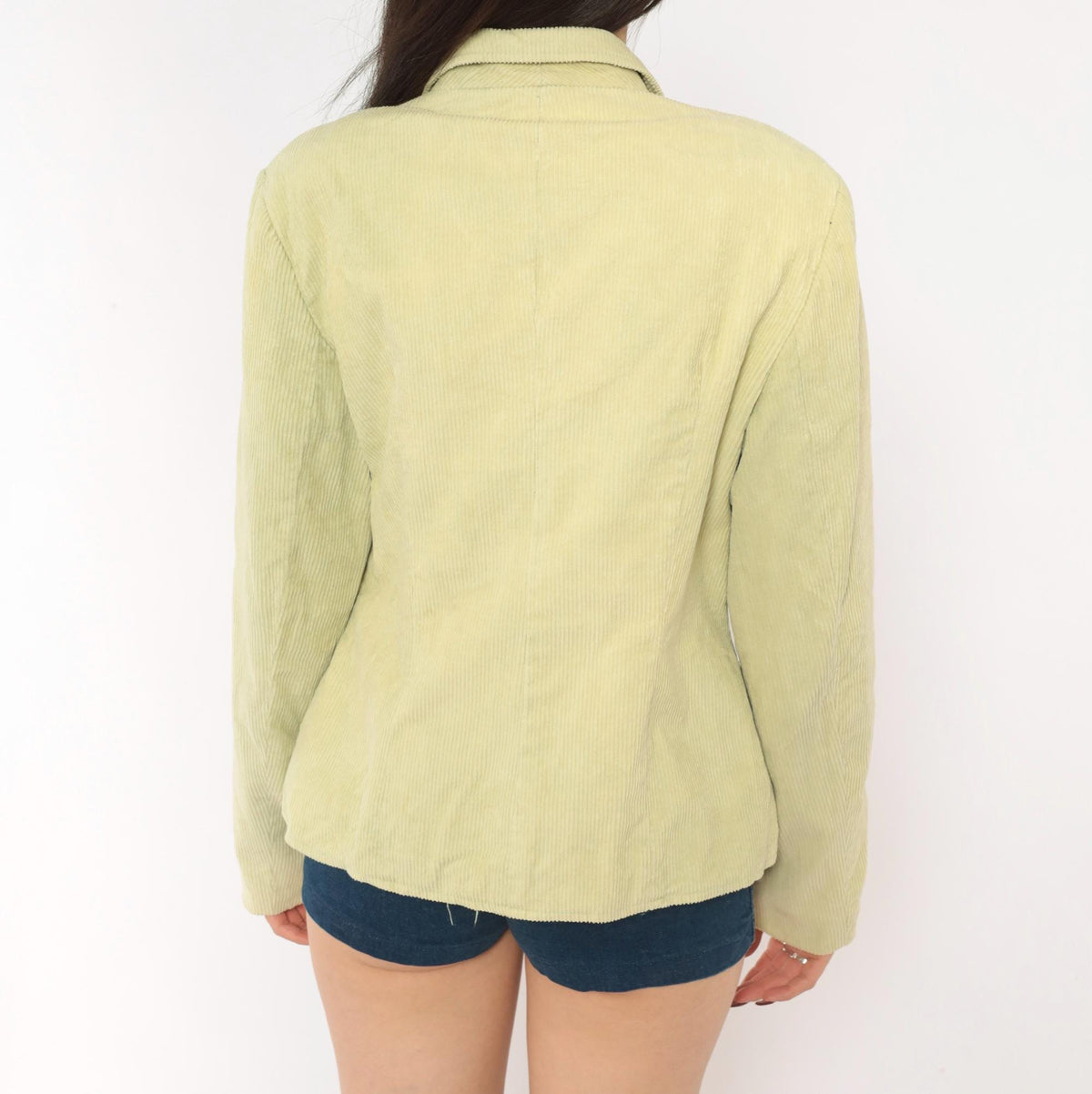 Y2K Rubbish Sage Corduroy Jacket Pointed Collar Four Pocket Mint Green Large L