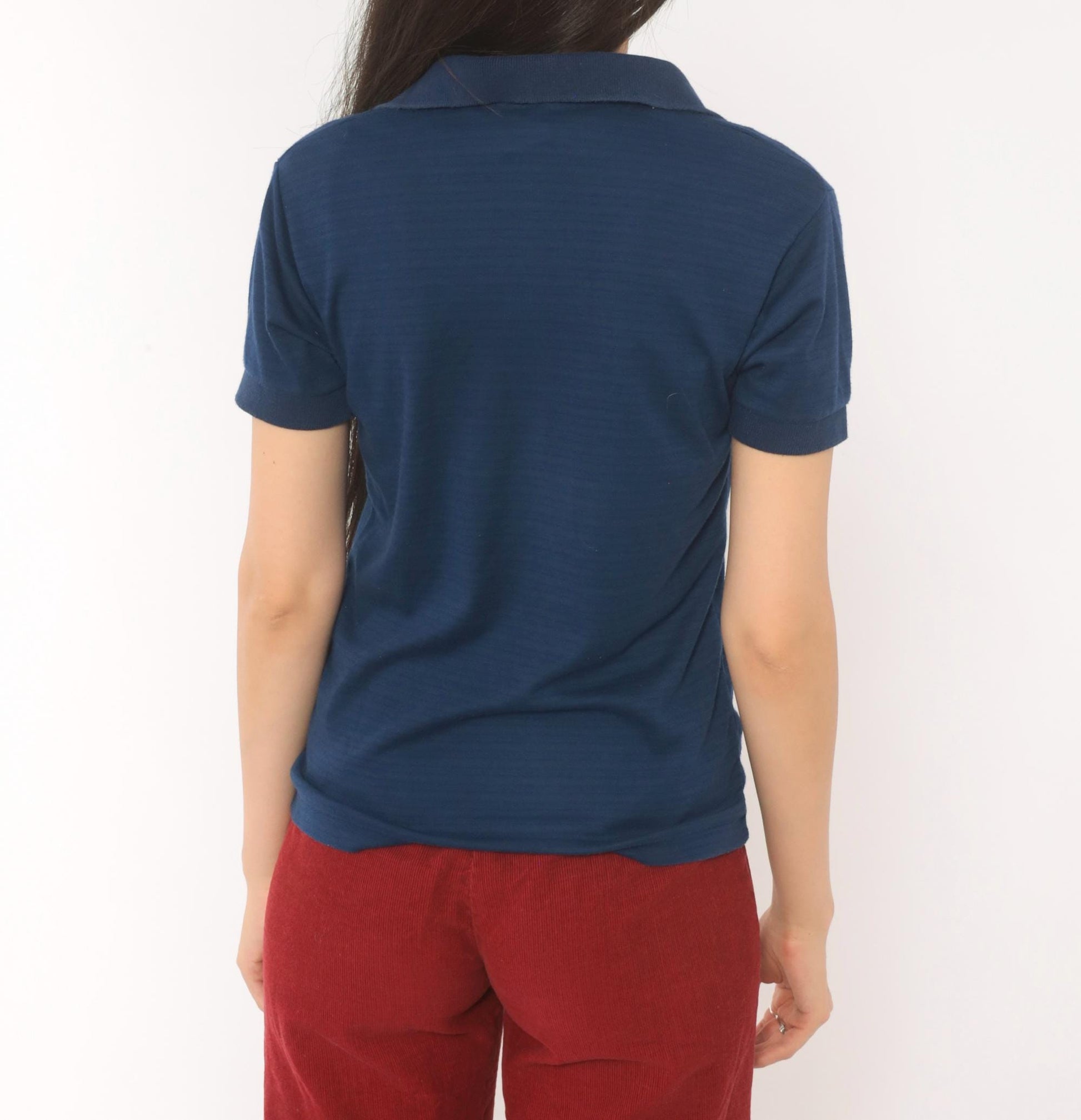 90s Ralph Lauren Polo Navy Cotton Short Sleeve V-Neck Shirt White Logo Extra Small XS