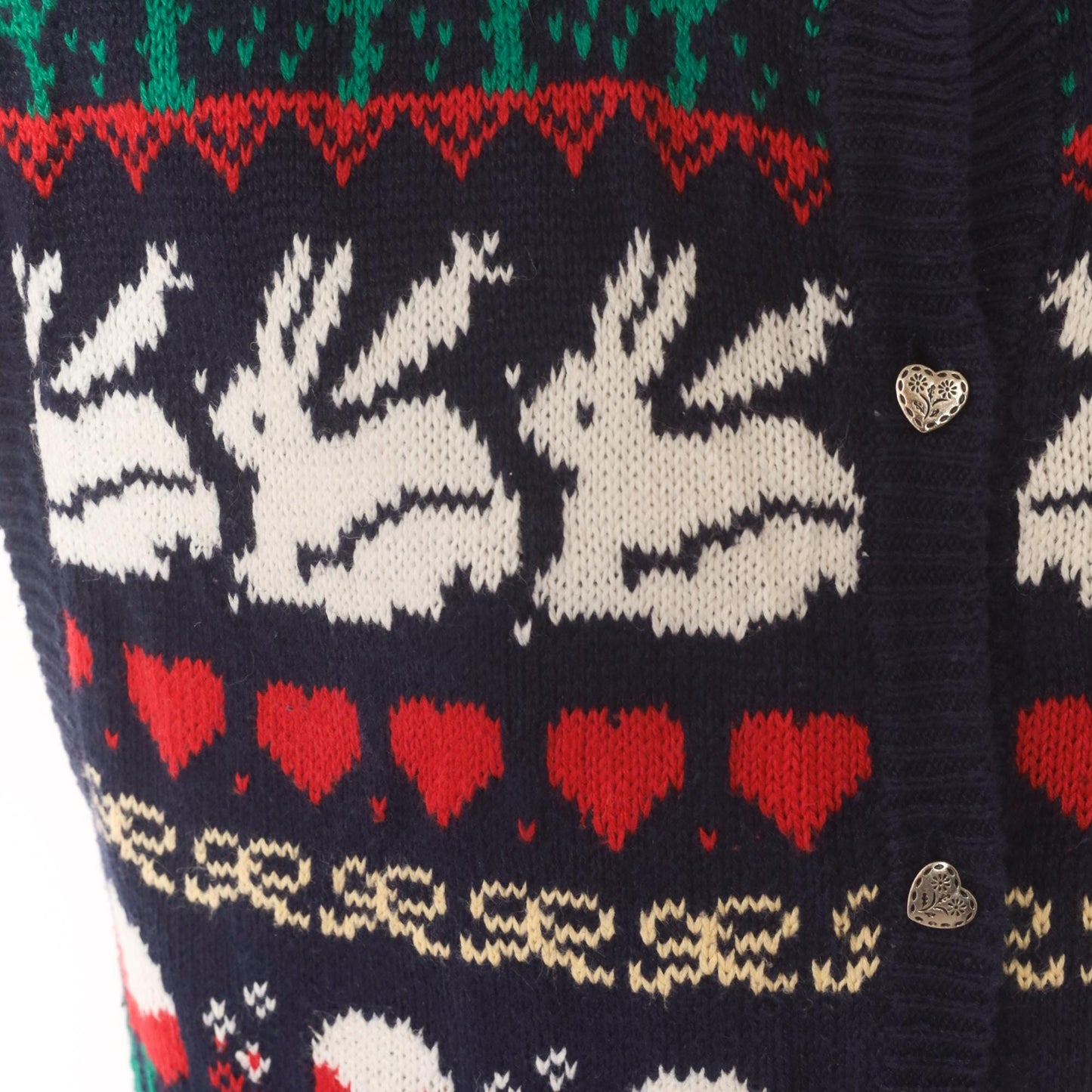 80s Dean's of Scotland Folk Art Sweater Vest Navy Intarsia Knit Medium M