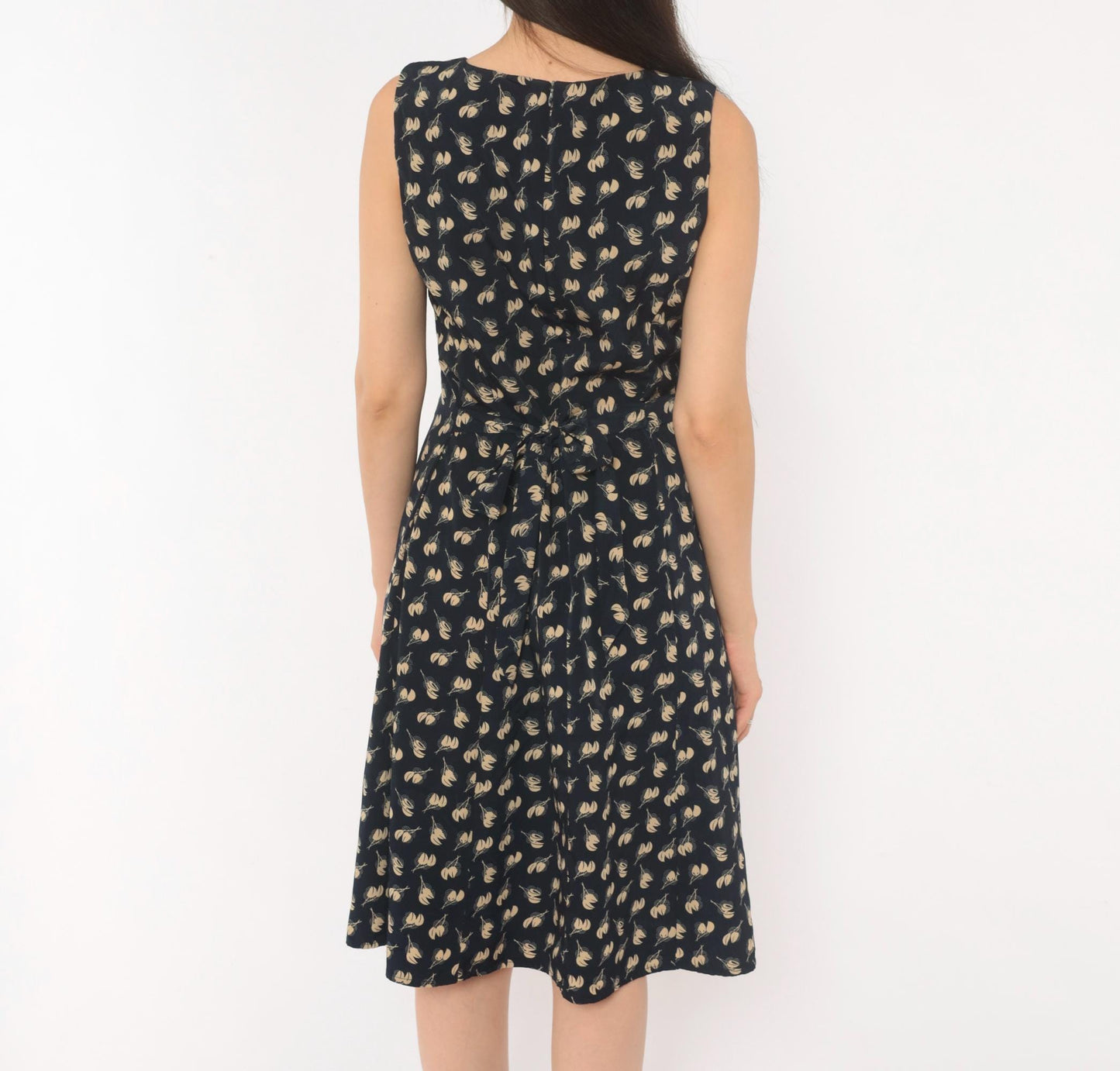 90s Danny & Nicole Navy Tulip Sundress Scoop Neck A-Line Knee Length Small