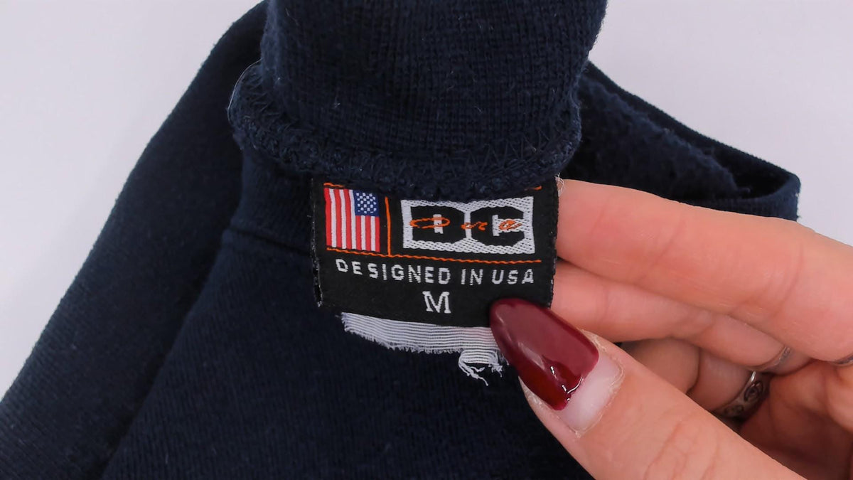 90s USA Washington DC Embroidered Navy Crewneck Sweatshirt American Flag Medium