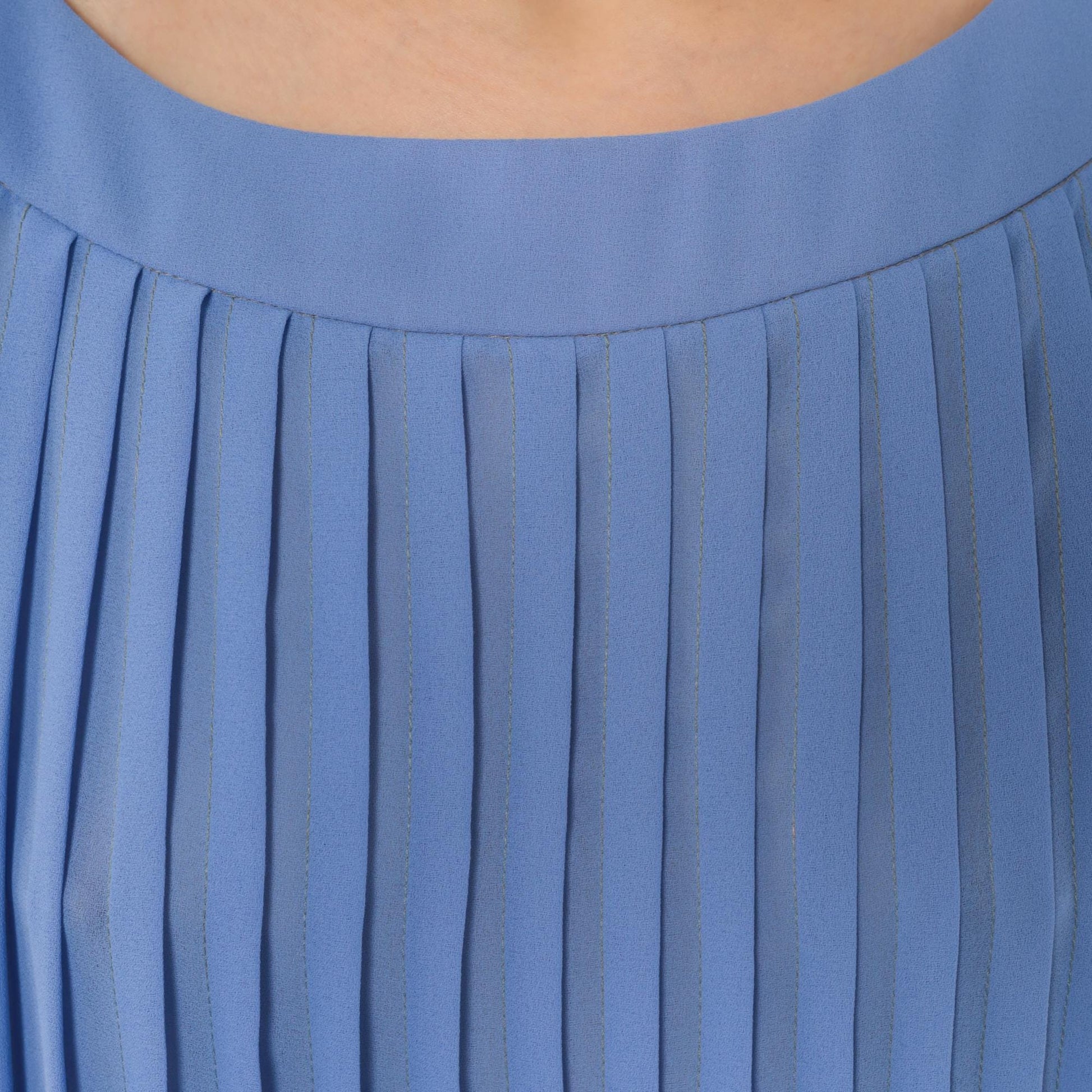 80s David Morris Periwinkle Pintuck Midi Dress Flutter Sleeve Small