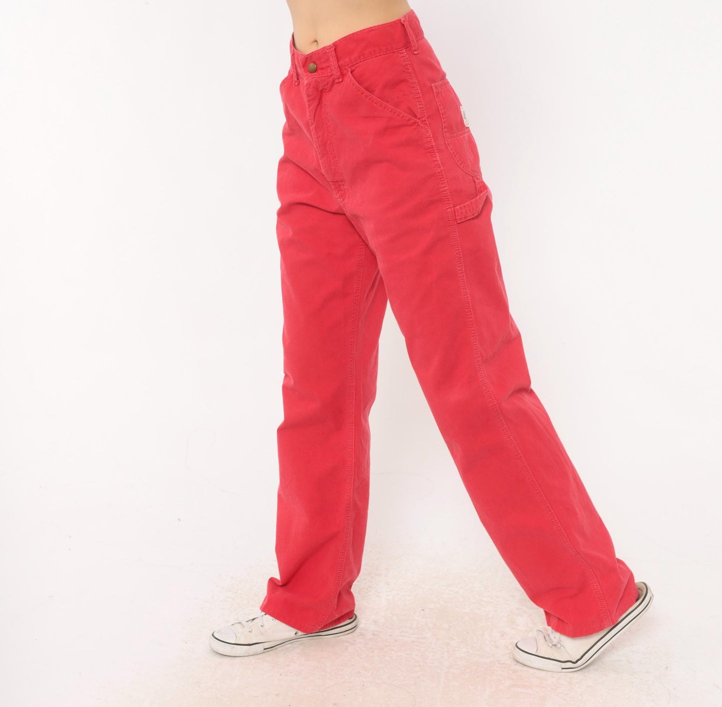 90s Lee Carpenter Pants Red Cotton High Rise Straight Leg Small S