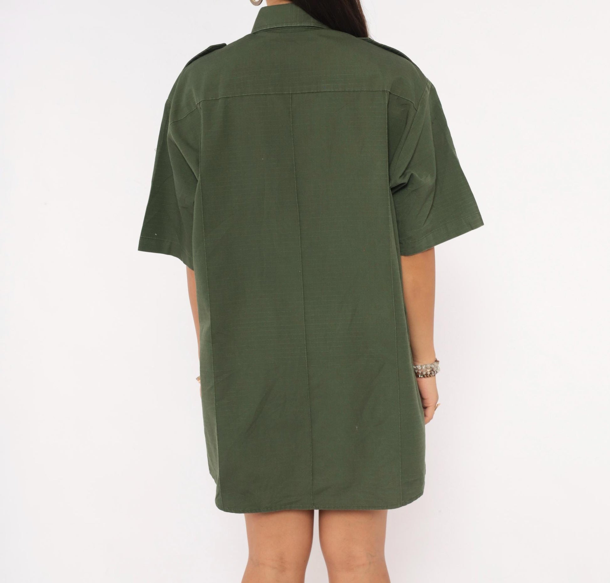 90s Camco Military Shirt Olive Green Button-Up Utility Epaulette Extra Large