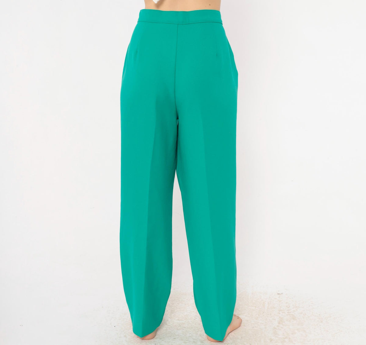 70s Bend Over Teal High Waist Straight Leg Trousers Petite Large