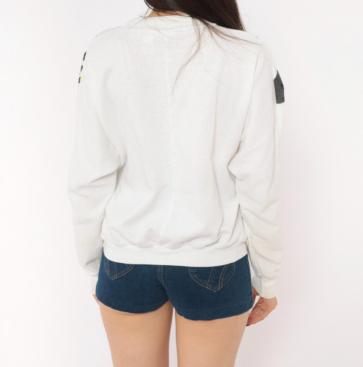 90s Land n Sea Leopard Face Sweatshirt White Gold Metallic Graphic Small