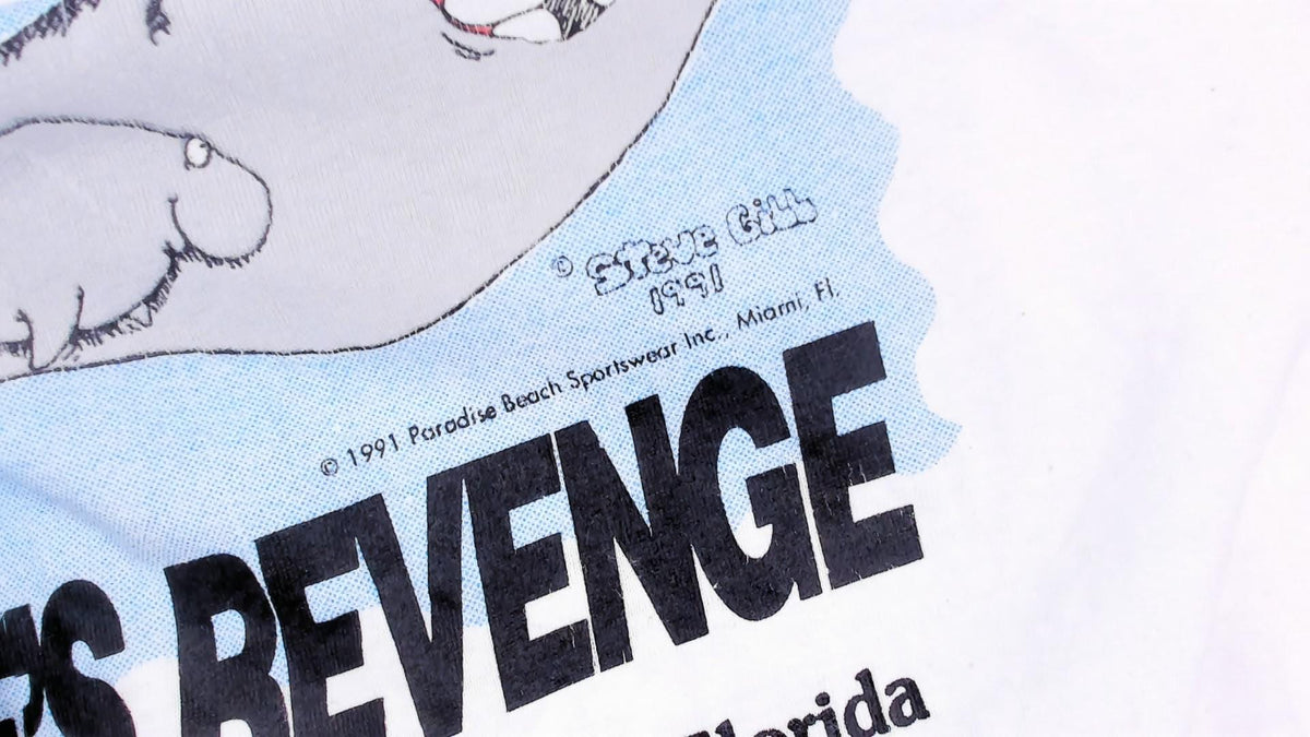 90s Manatee's Revenge Florida Graphic Tee White Cotton Cartoon Large L